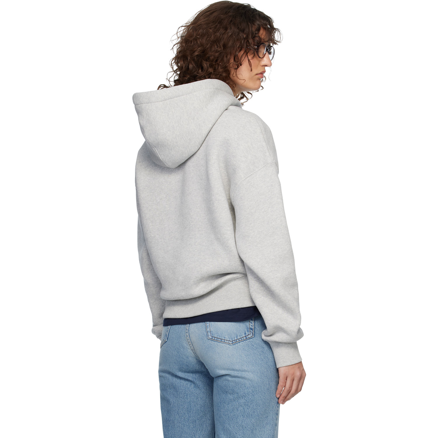  Ami Paris Gray Cotton Embossed Ami De Coeur Hoodie 