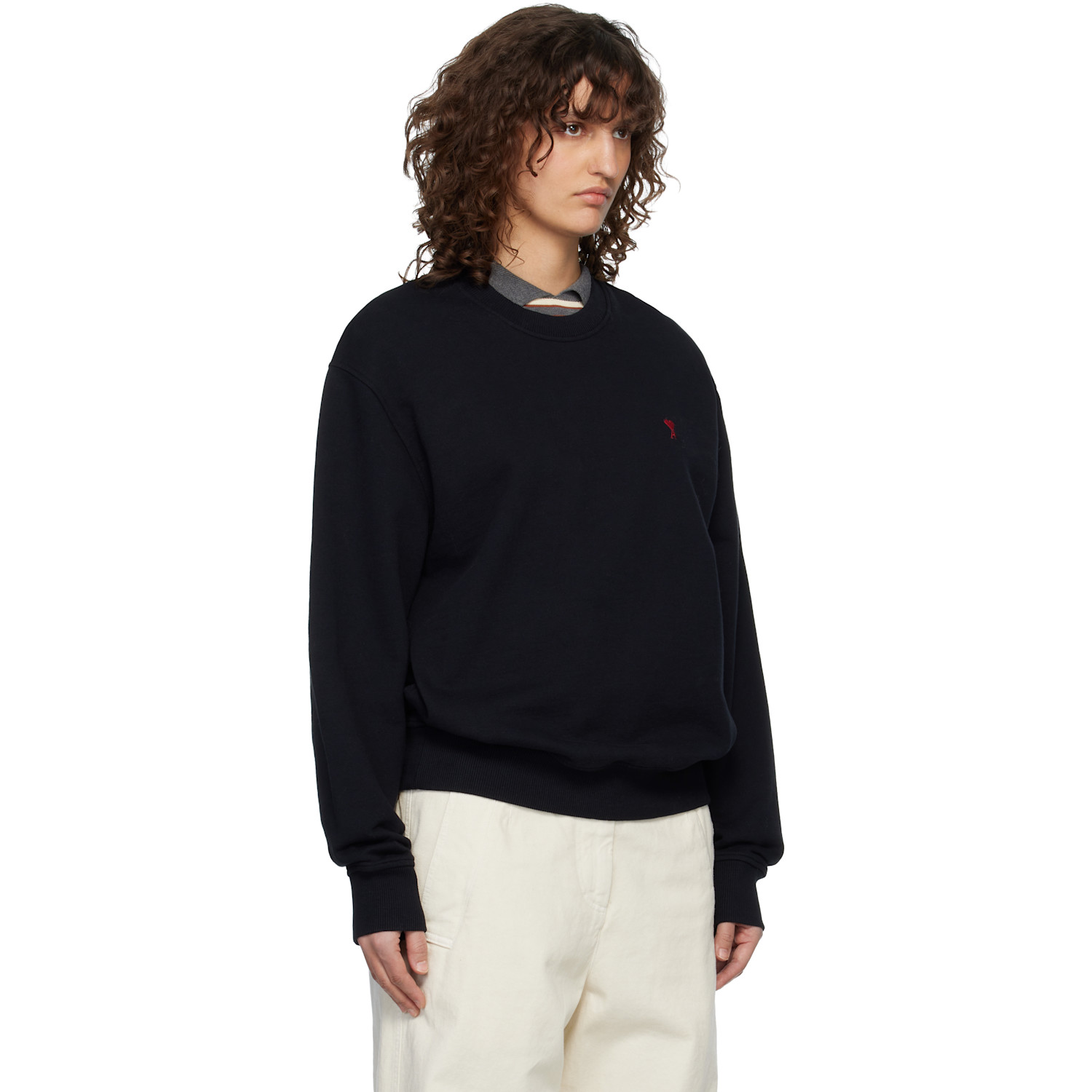  Ami Paris Black Cotton Ami De Coeur Sweatshirt 