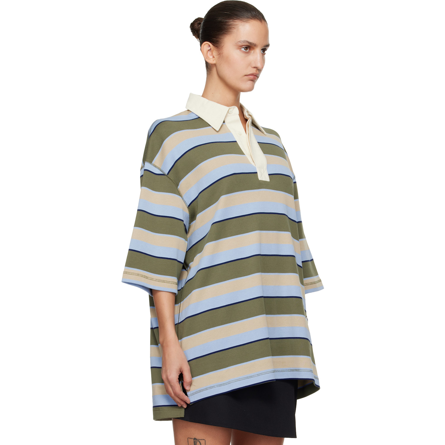  Ami Paris Multicolor Striped Cotton 'ami Patch' Polo 
