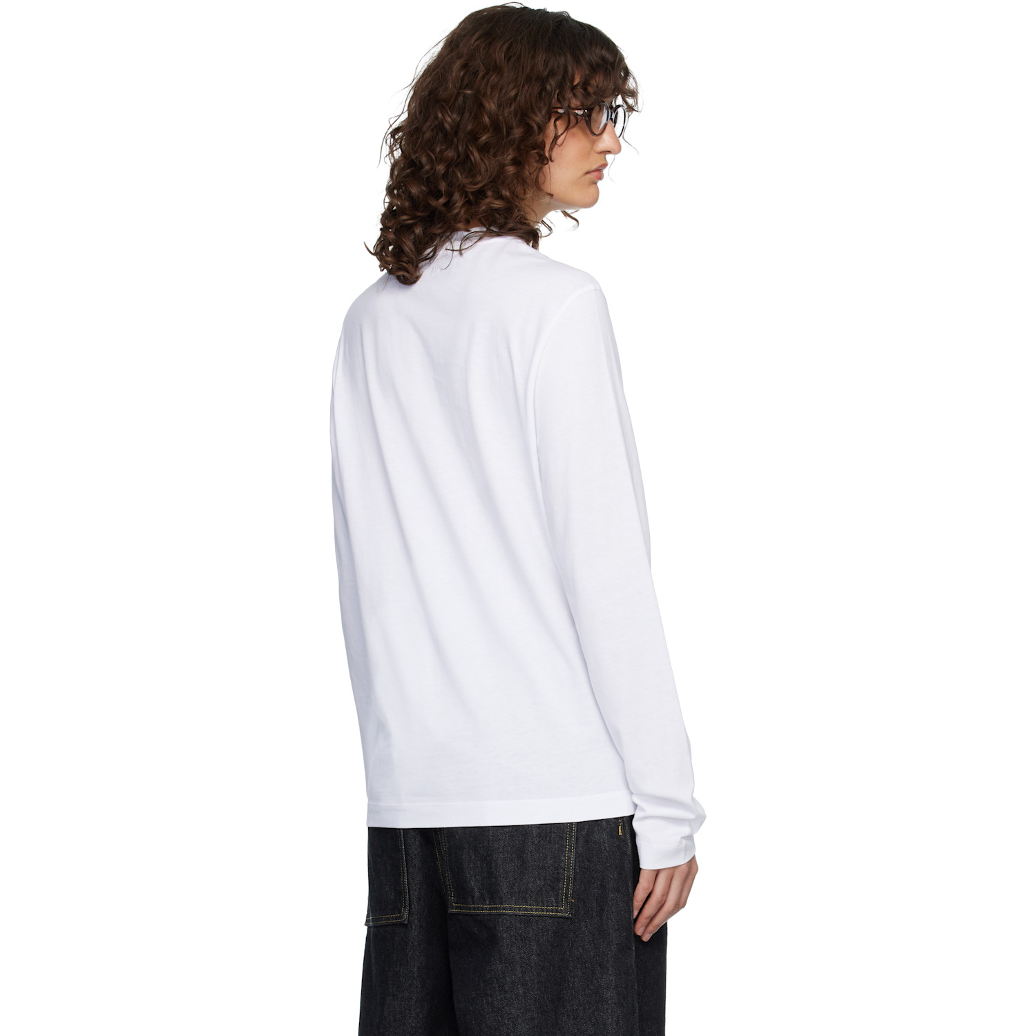  Ami Paris White Ami De Coeur Long Sleeves T-shirt 