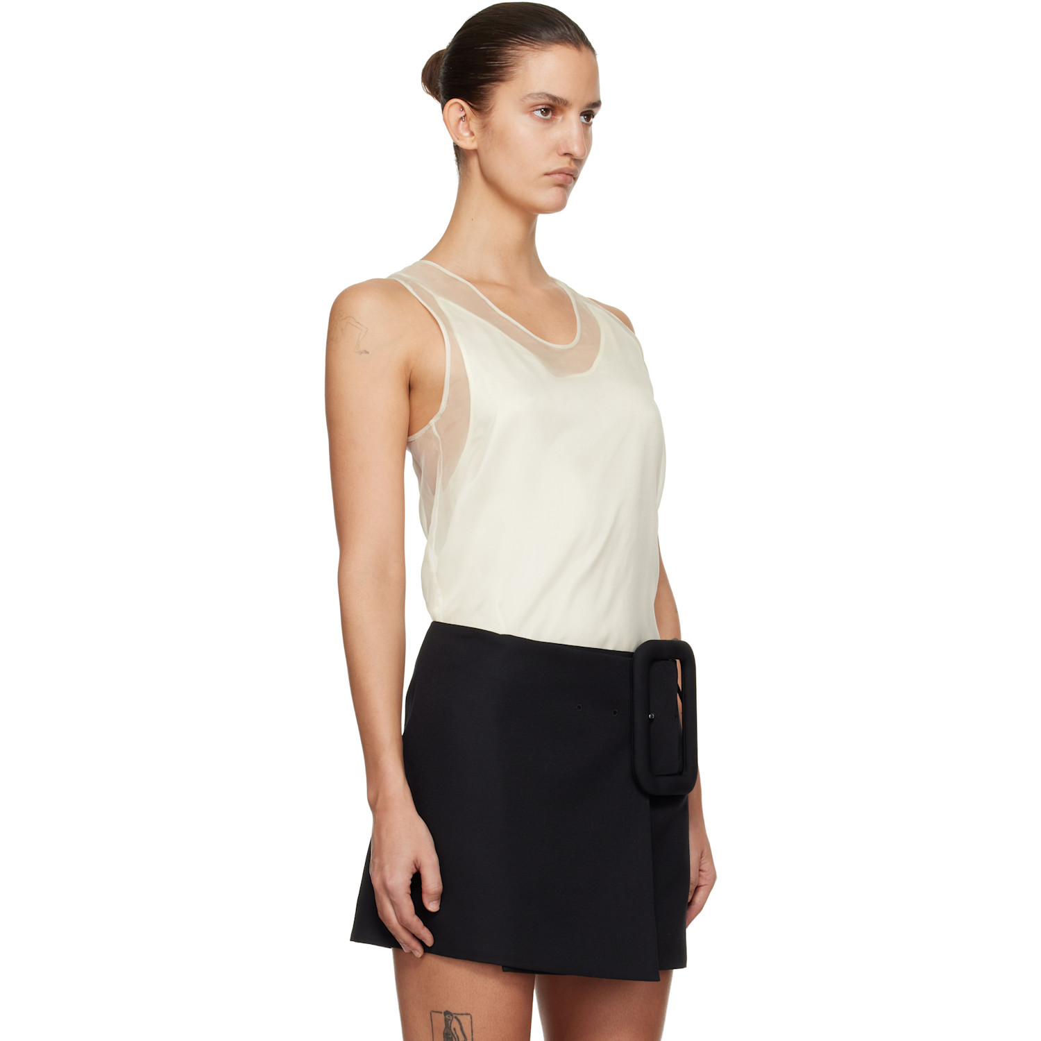  Ami Paris Off-white Sheer Silk Tank Top 
