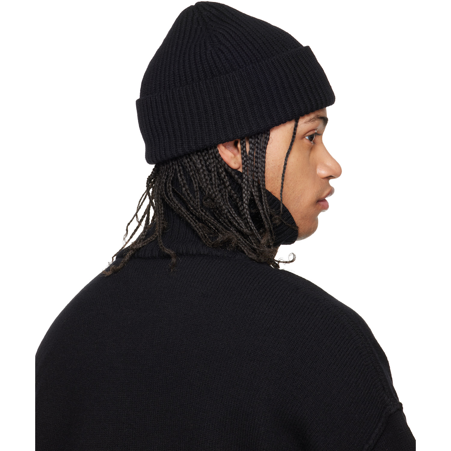  Ami Paris Black Wool Contrasted Ami De Coeur Beanie 