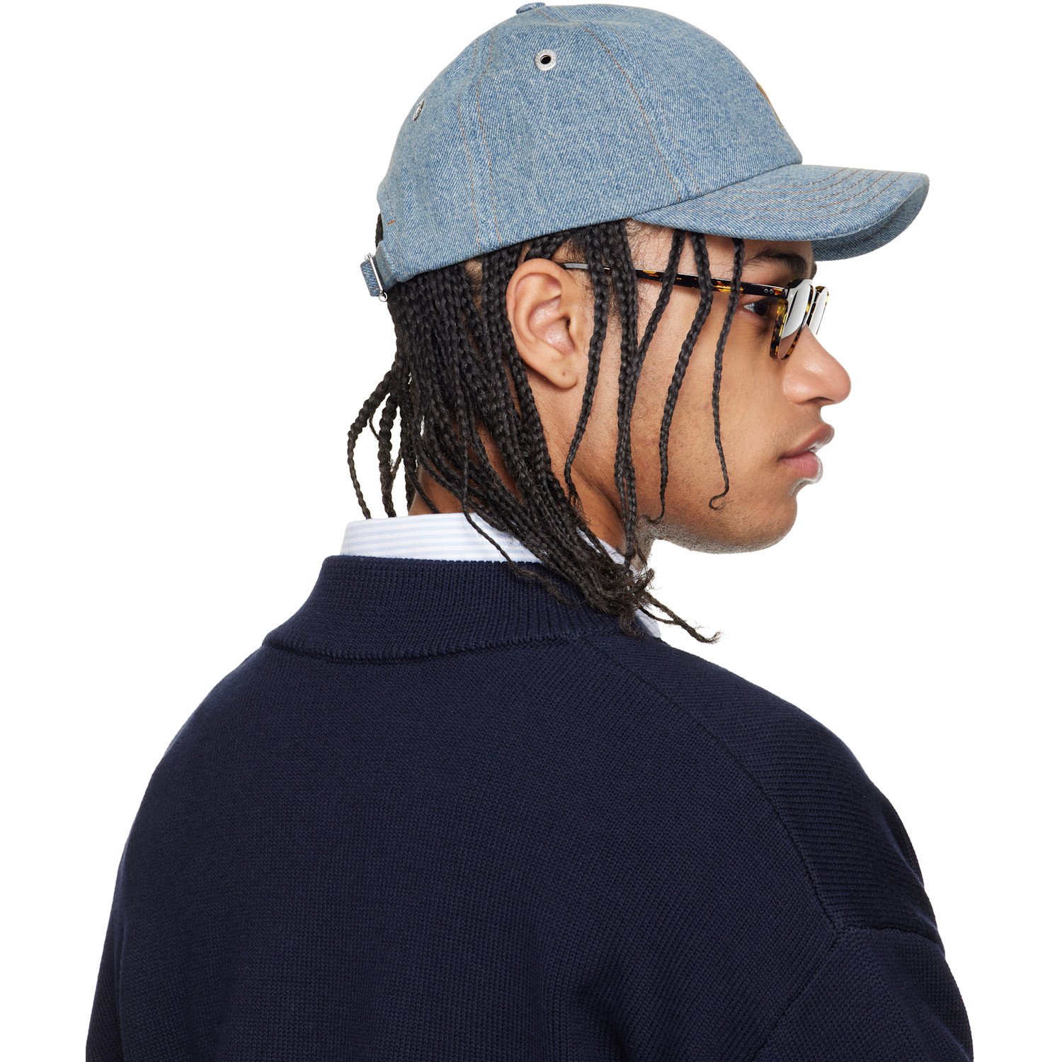  Ami Paris Blue Denim Ami De Coeur Embroidery Cap 