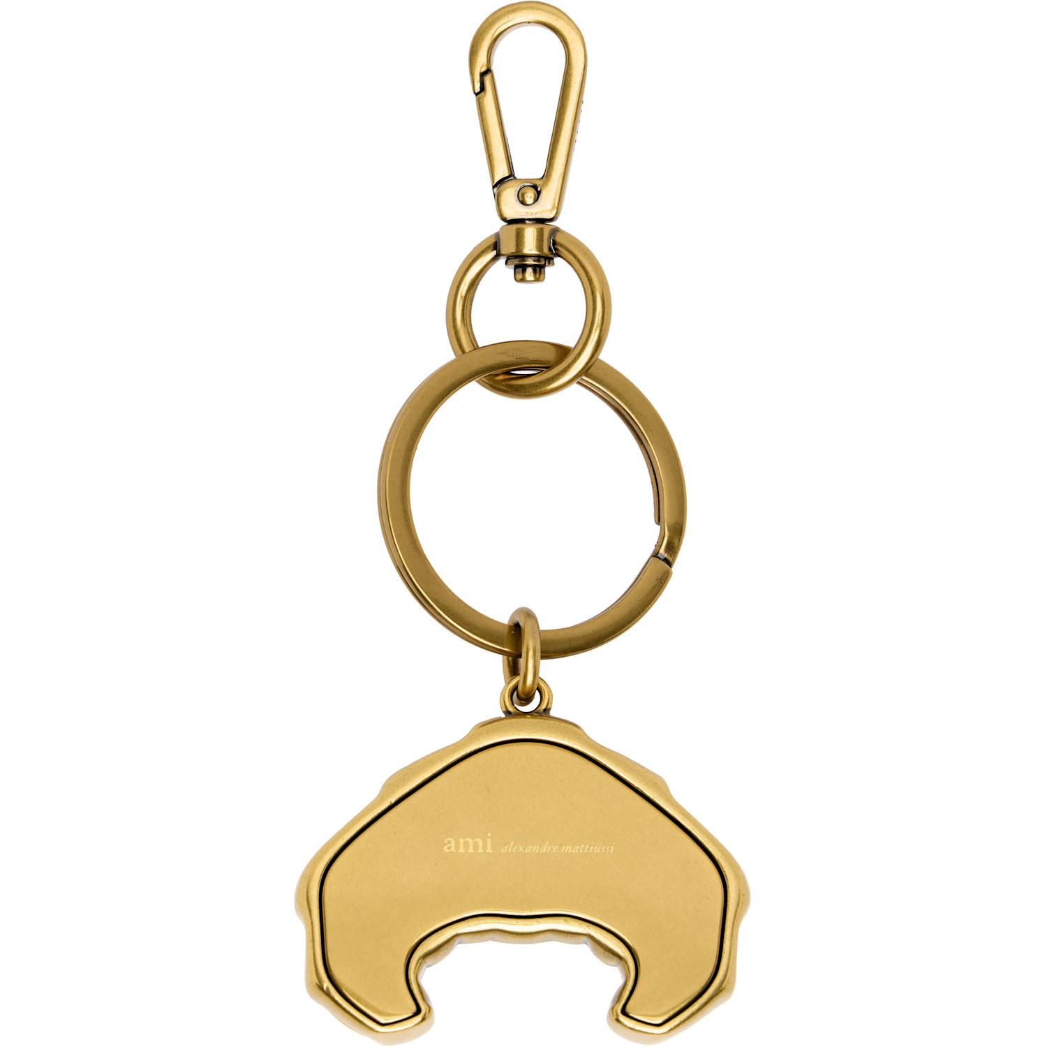  Ami Paris Gold Metal 'ami De Coeur' Croissant Keychain 