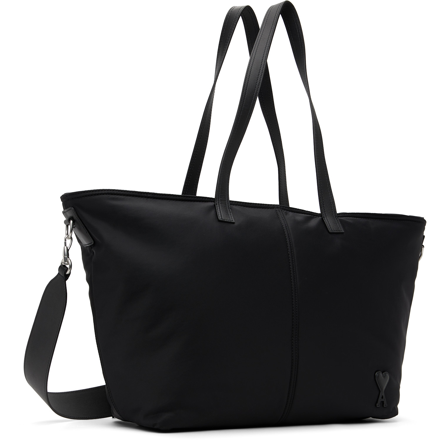  Ami Paris Black Nylon Marcel Small Shopping Tote 