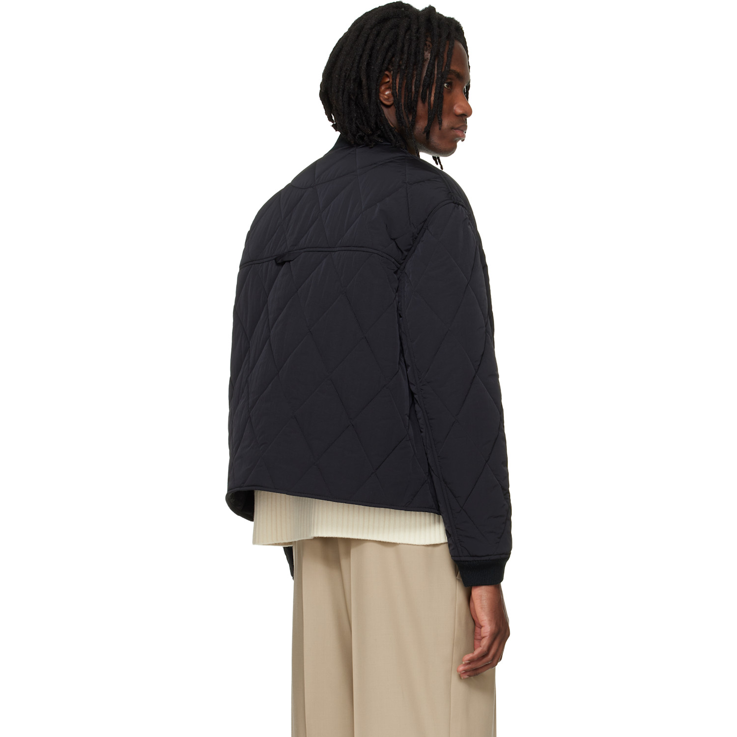  Ami Paris Black Nylon Padded Bomber Jacket 
