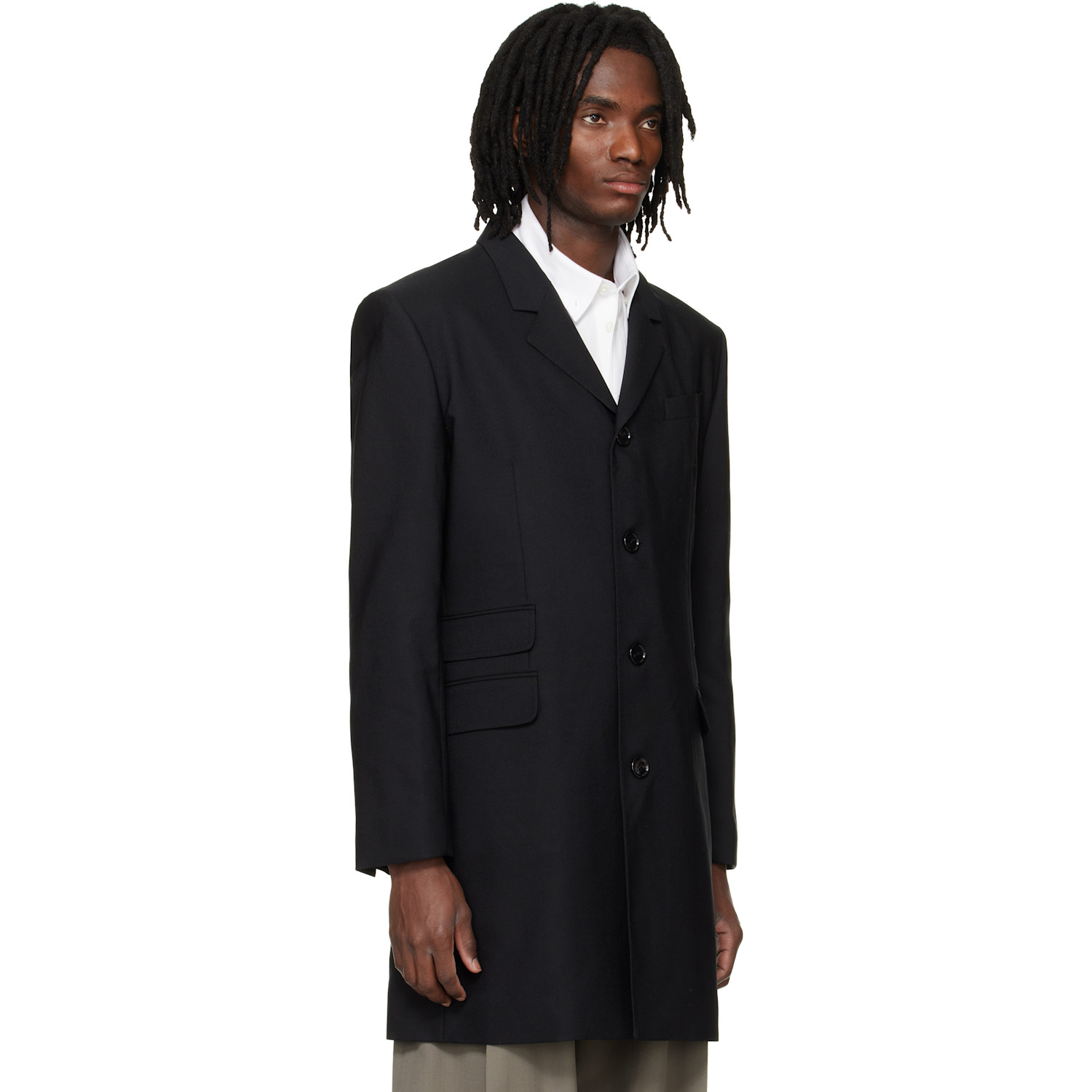  Ami Paris Black New Wool Straight Simple Breasted Coat 