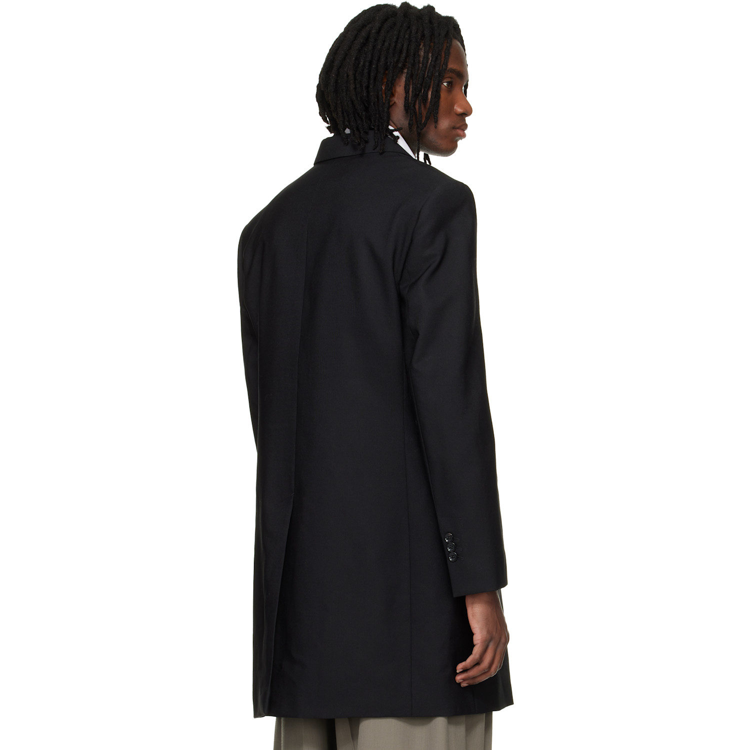  Ami Paris Black New Wool Straight Simple Breasted Coat 