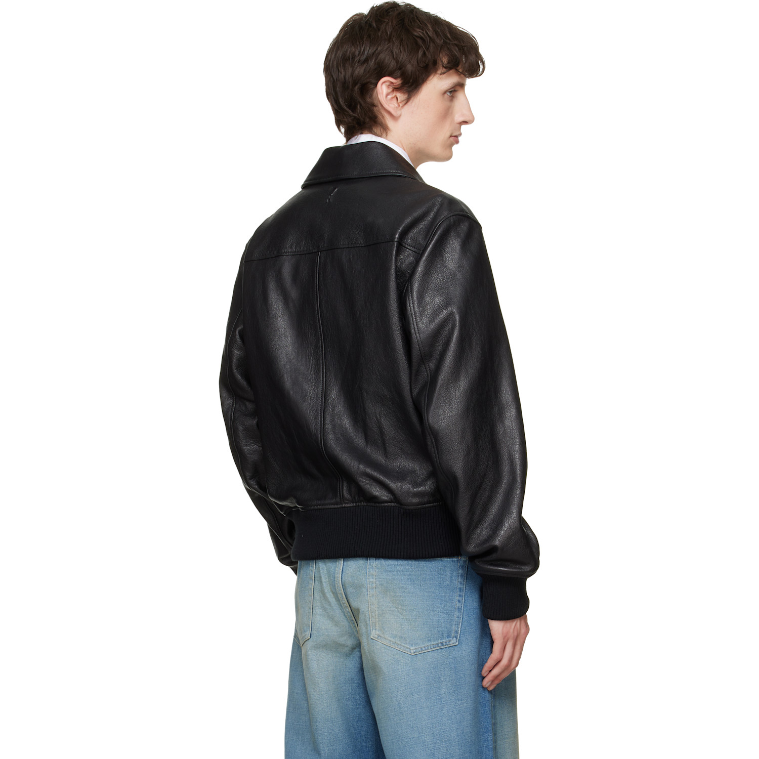  Ami Paris Black Zipped Lamb Leather Jacket 