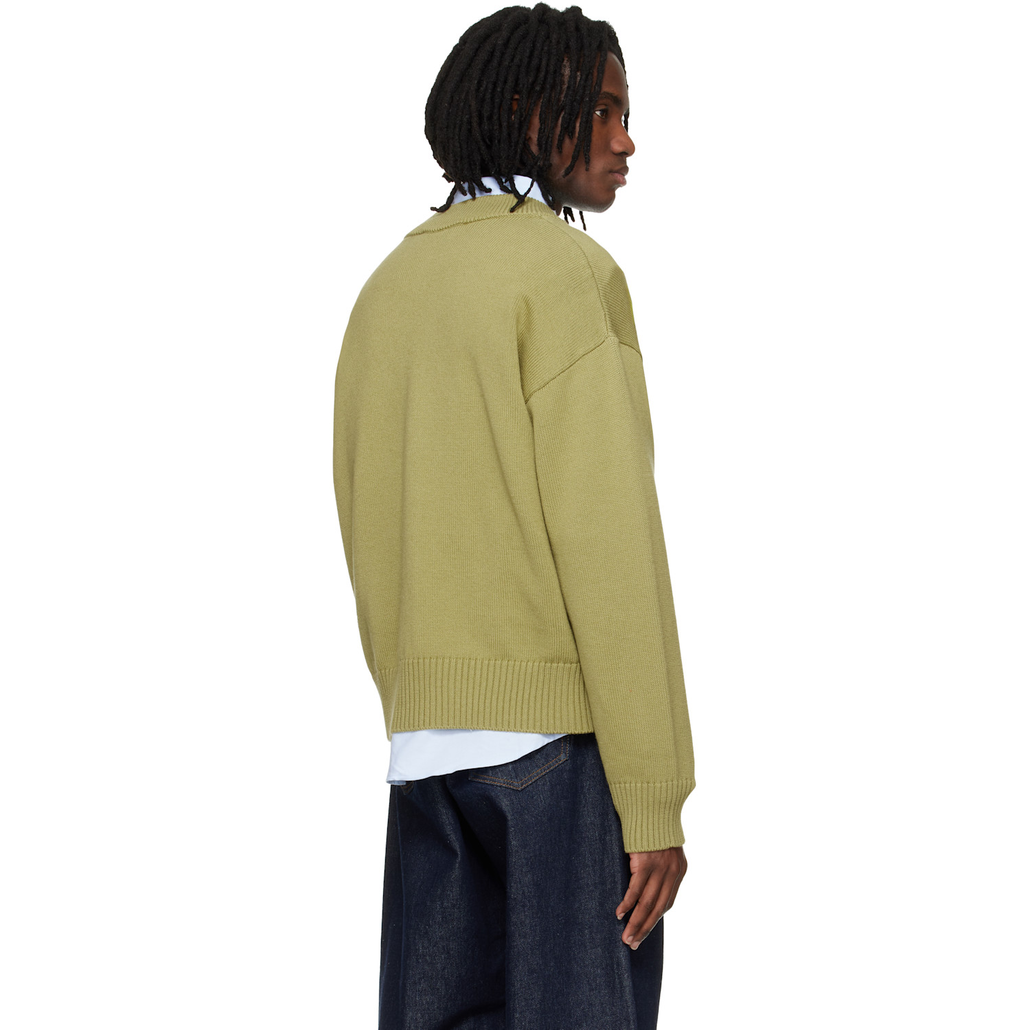  Ami Paris Green Wool Ami De Coeur Cardigan 