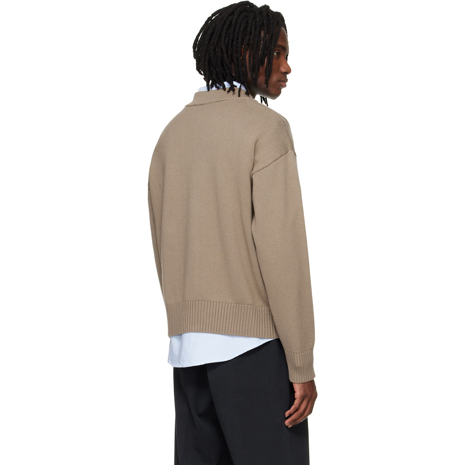  Ami Paris Beige Wool Ami De Coeur Cardigan 
