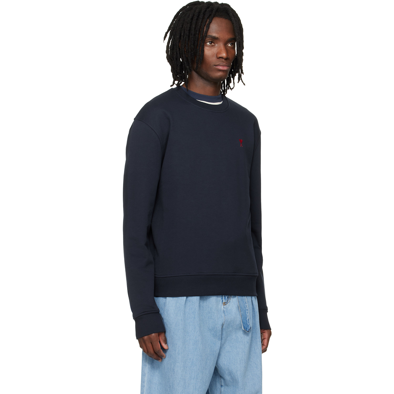  Ami Paris Navy Cotton Ami De Coeur Sweatshirt 
