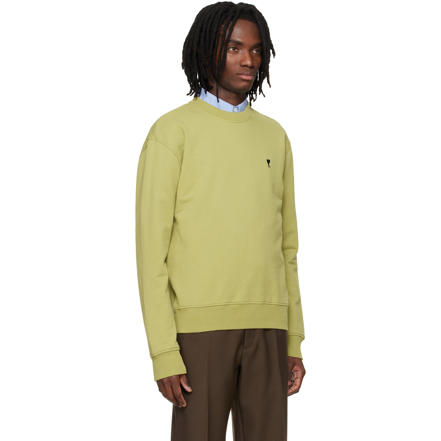  Ami Paris Green Cotton Ami De Coeur Sweatshirt 