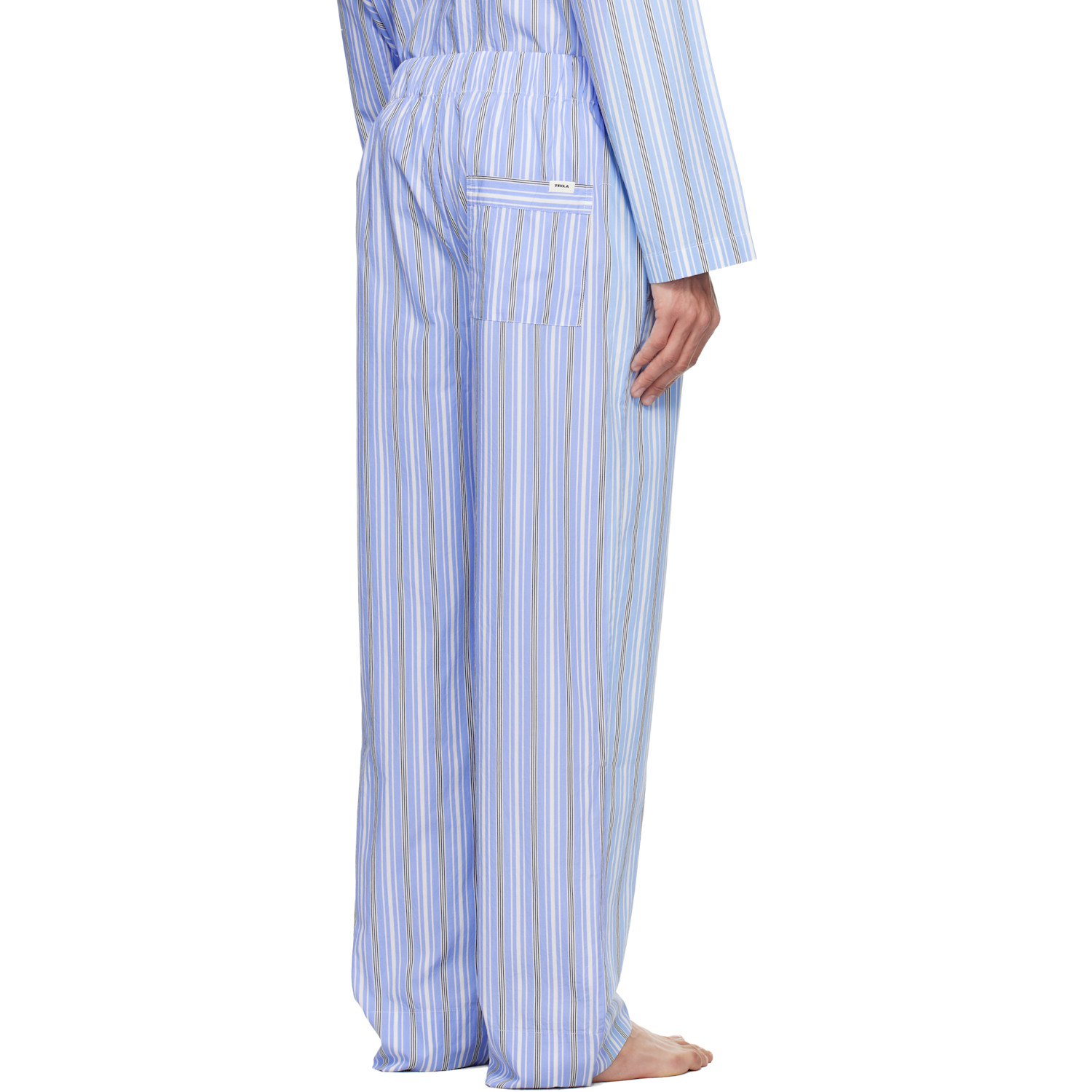  Tekla Blue & White Poplin Pyjama Pants 