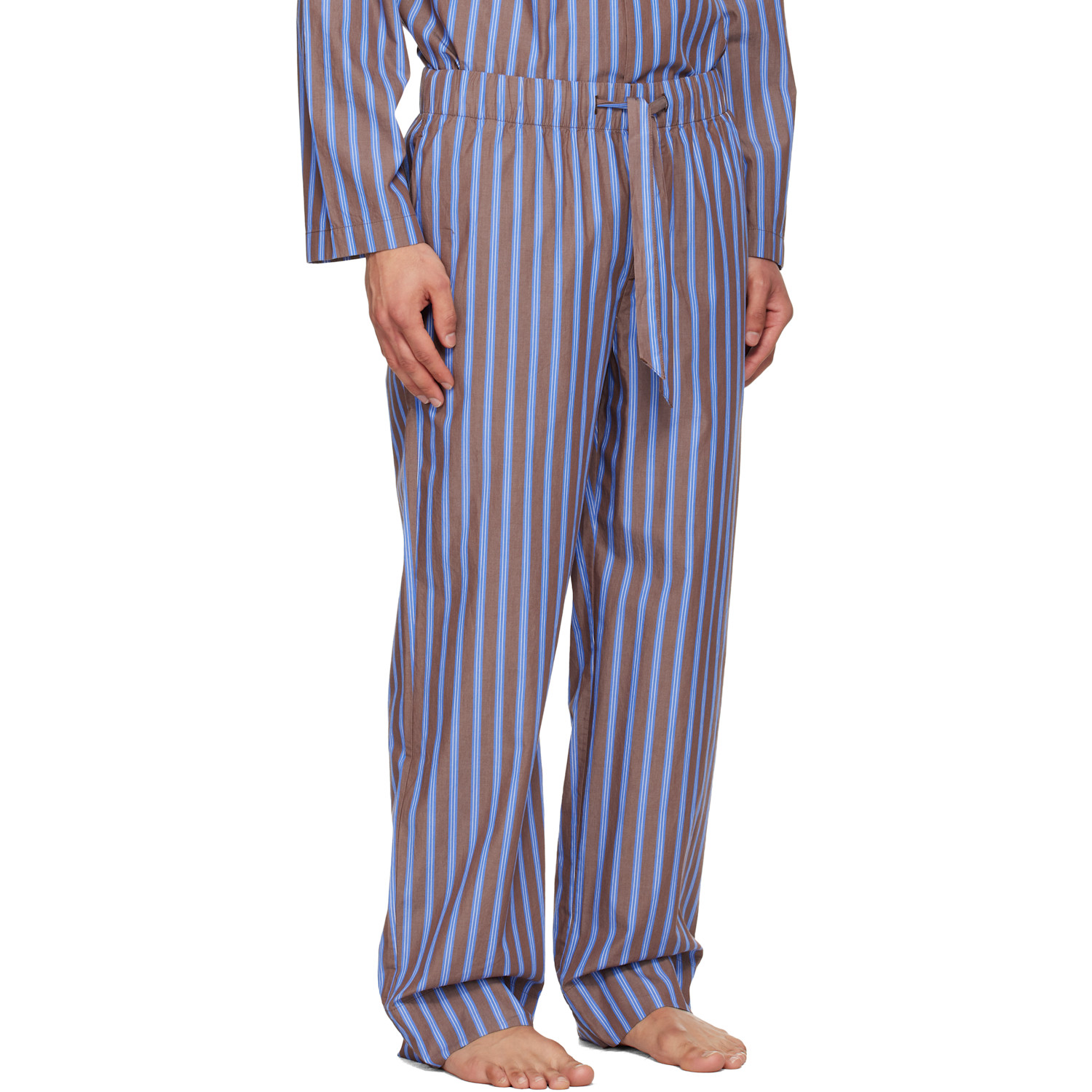  Tekla Brown & Blue Poplin Pyjama Shorts 