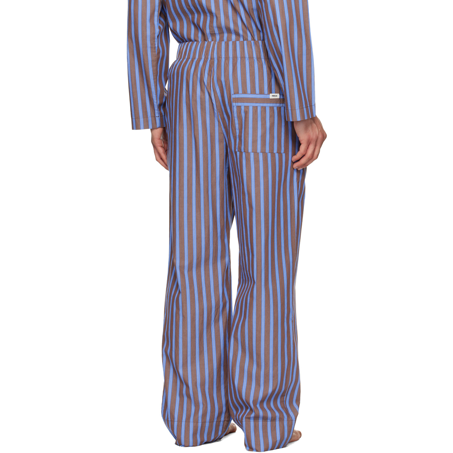  Tekla Brown & Blue Poplin Pyjama Shorts 