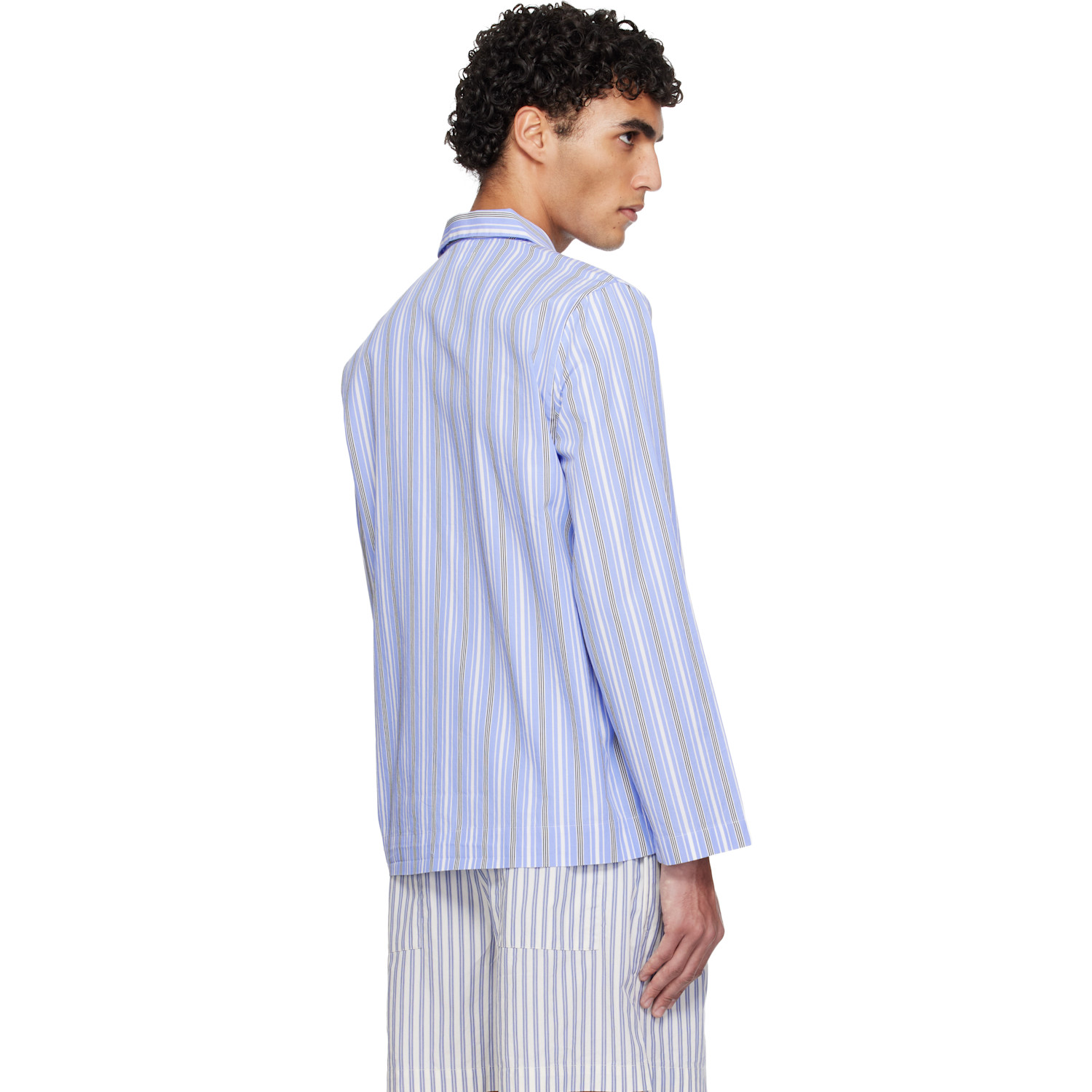  Tekla Blue Poplin Long-sleeved Pyjama Shirt 