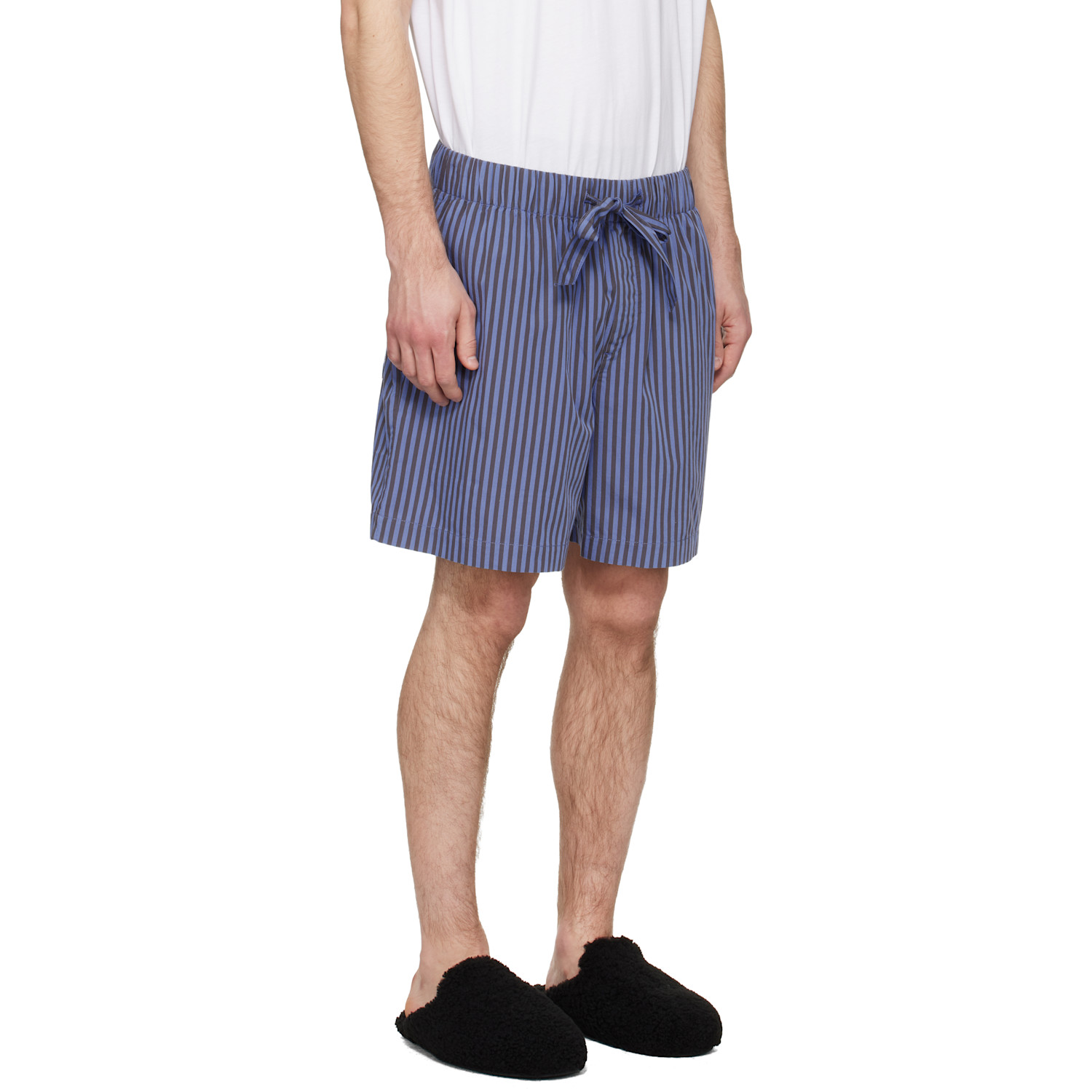  Tekla Navy & Brown Poplin Pyjama Shorts 