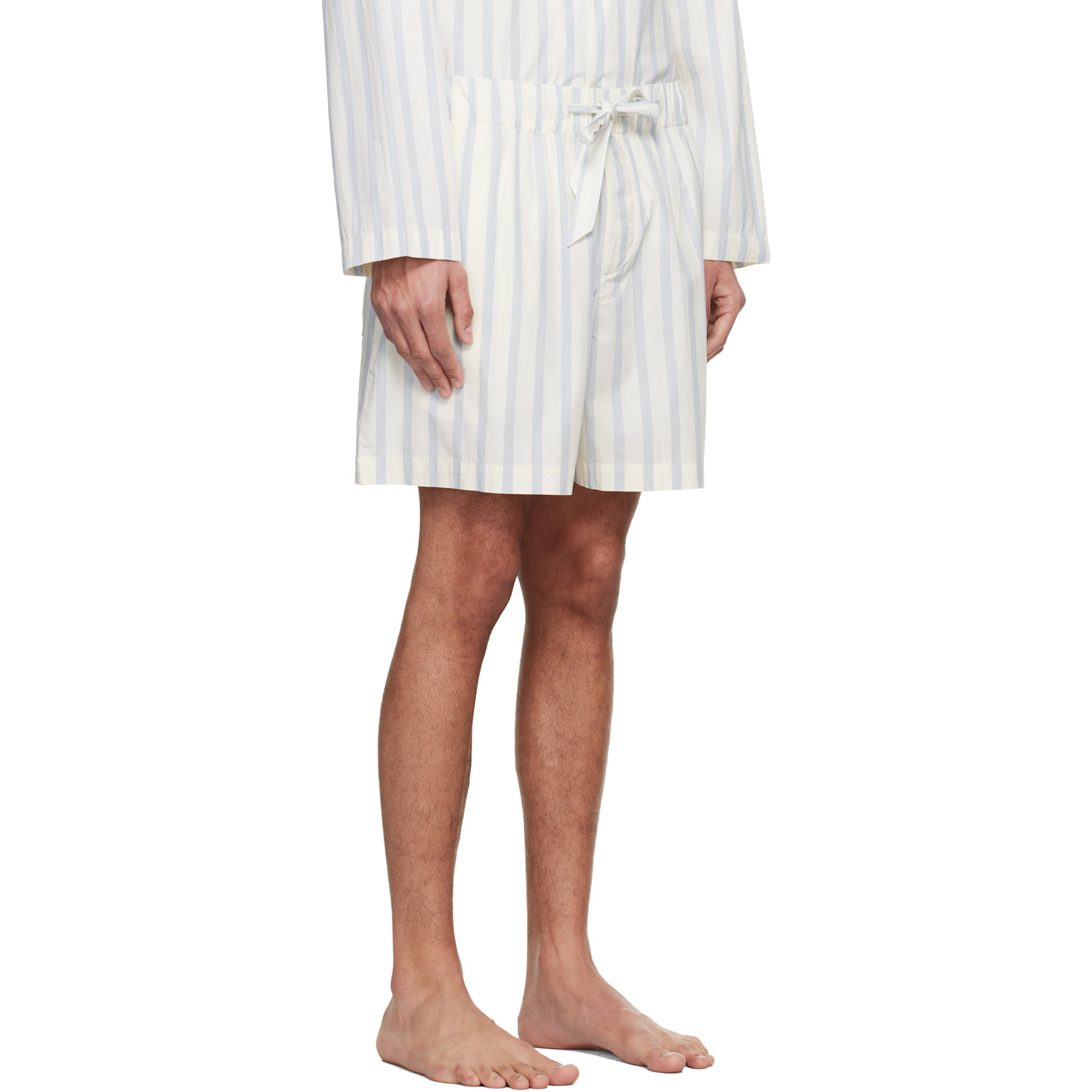  Tekla Off-white & Blue Poplin Pyjama Shorts 