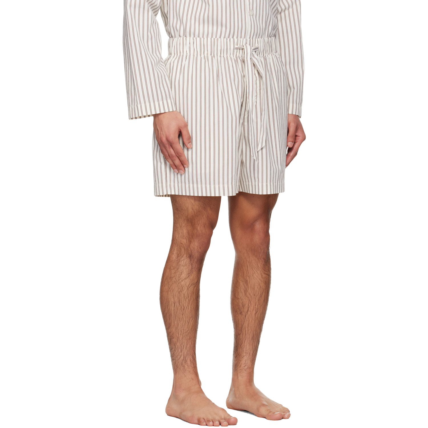  Tekla Beige & Brown Poplin Pyjama Shorts 