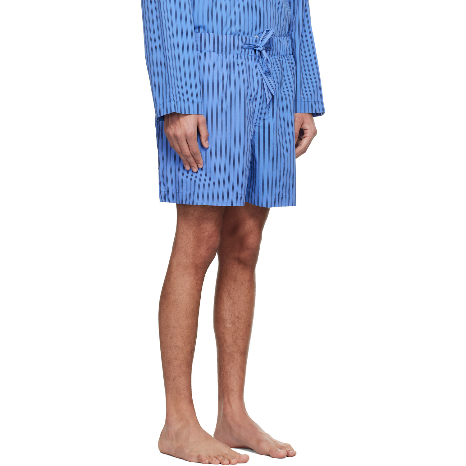  Tekla Blue & Black Poplin Pyjama Shorts 