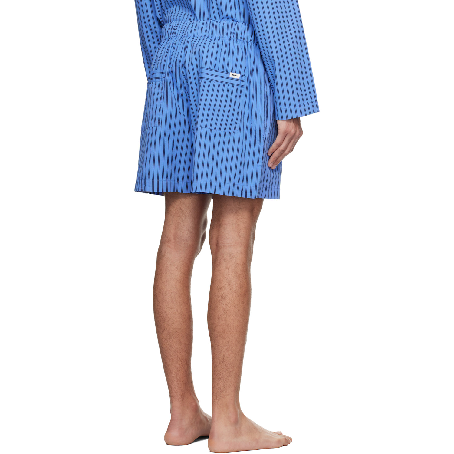  Tekla Blue & Black Poplin Pyjama Shorts 