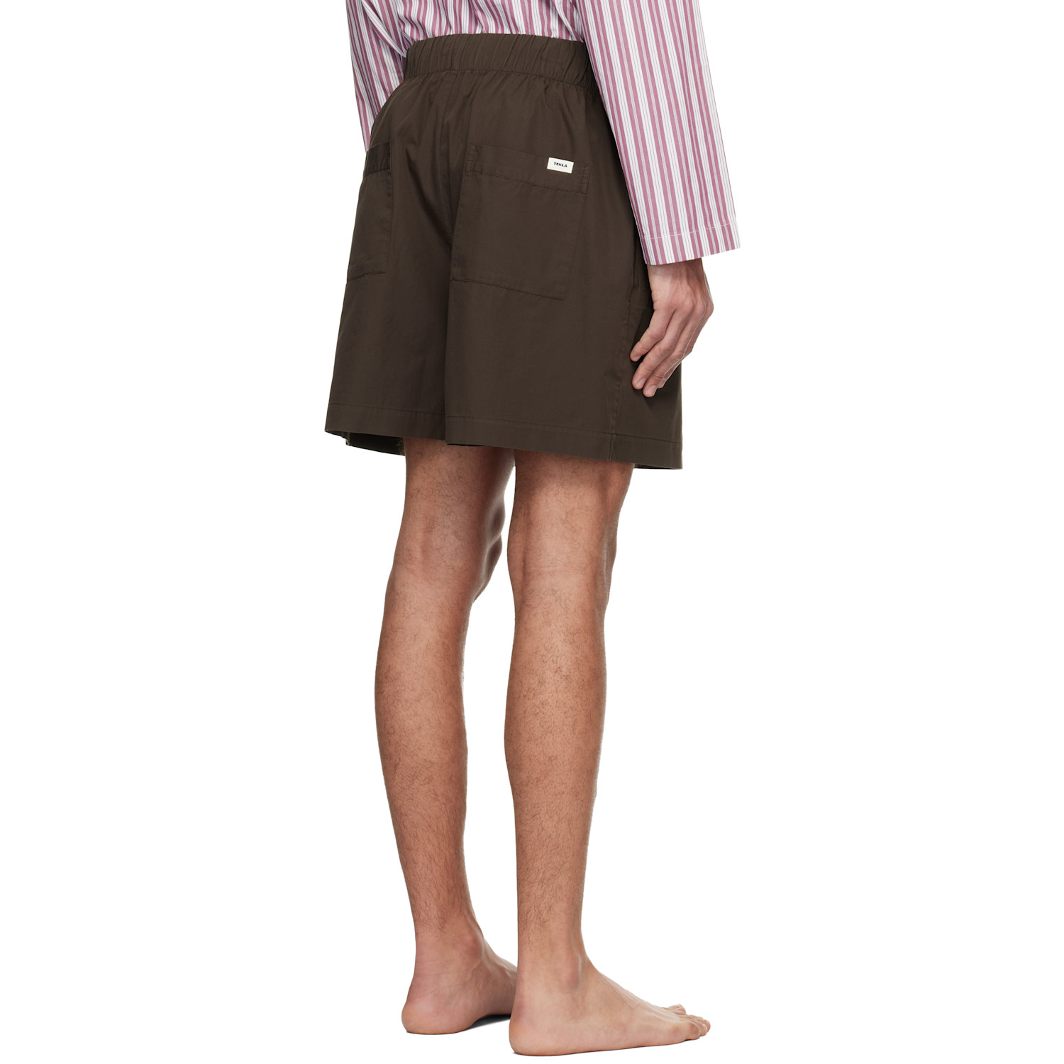  Tekla Brown Poplin Pyjama Shorts 