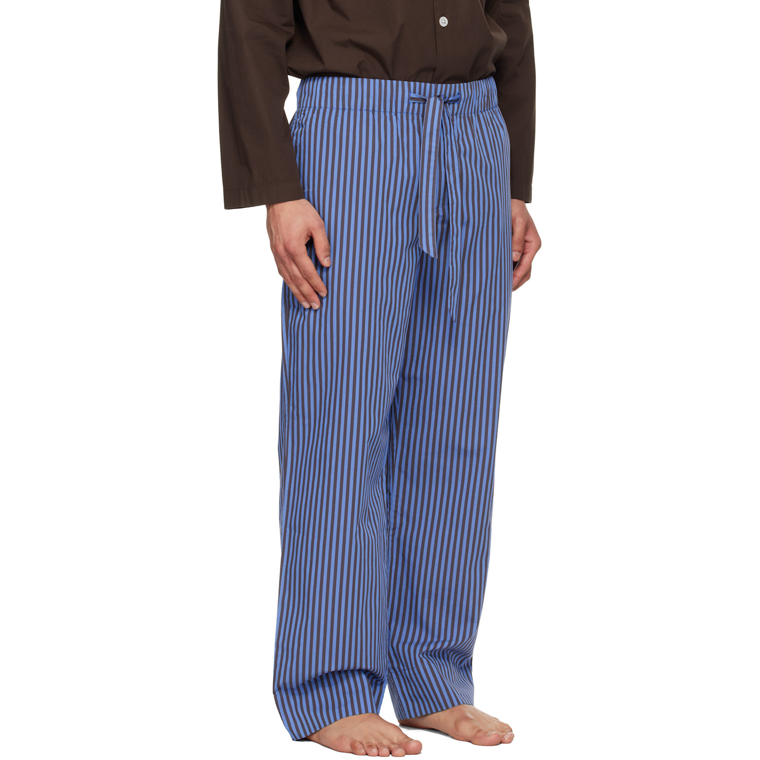  Tekla Brown & Blue Poplin Pyjama Pants 