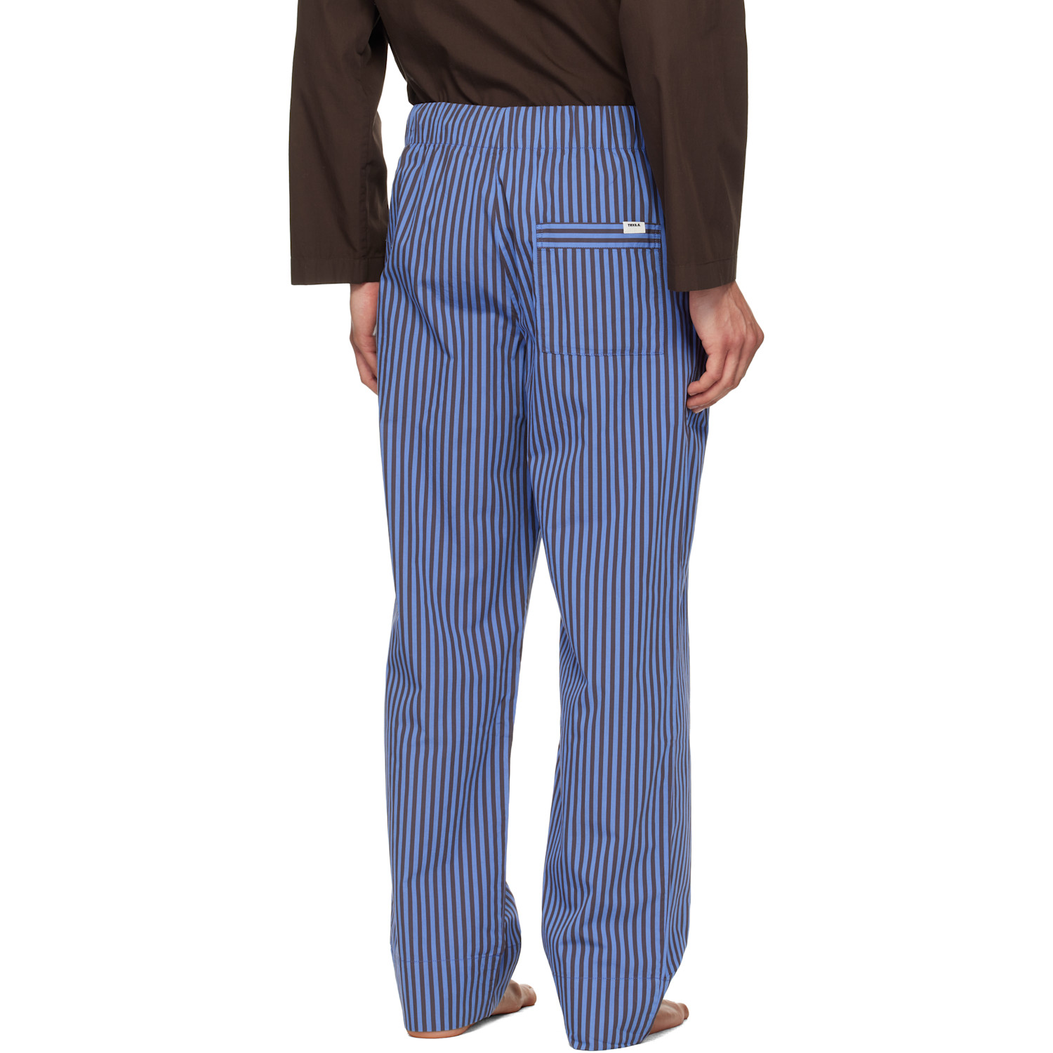  Tekla Brown & Blue Poplin Pyjama Pants 