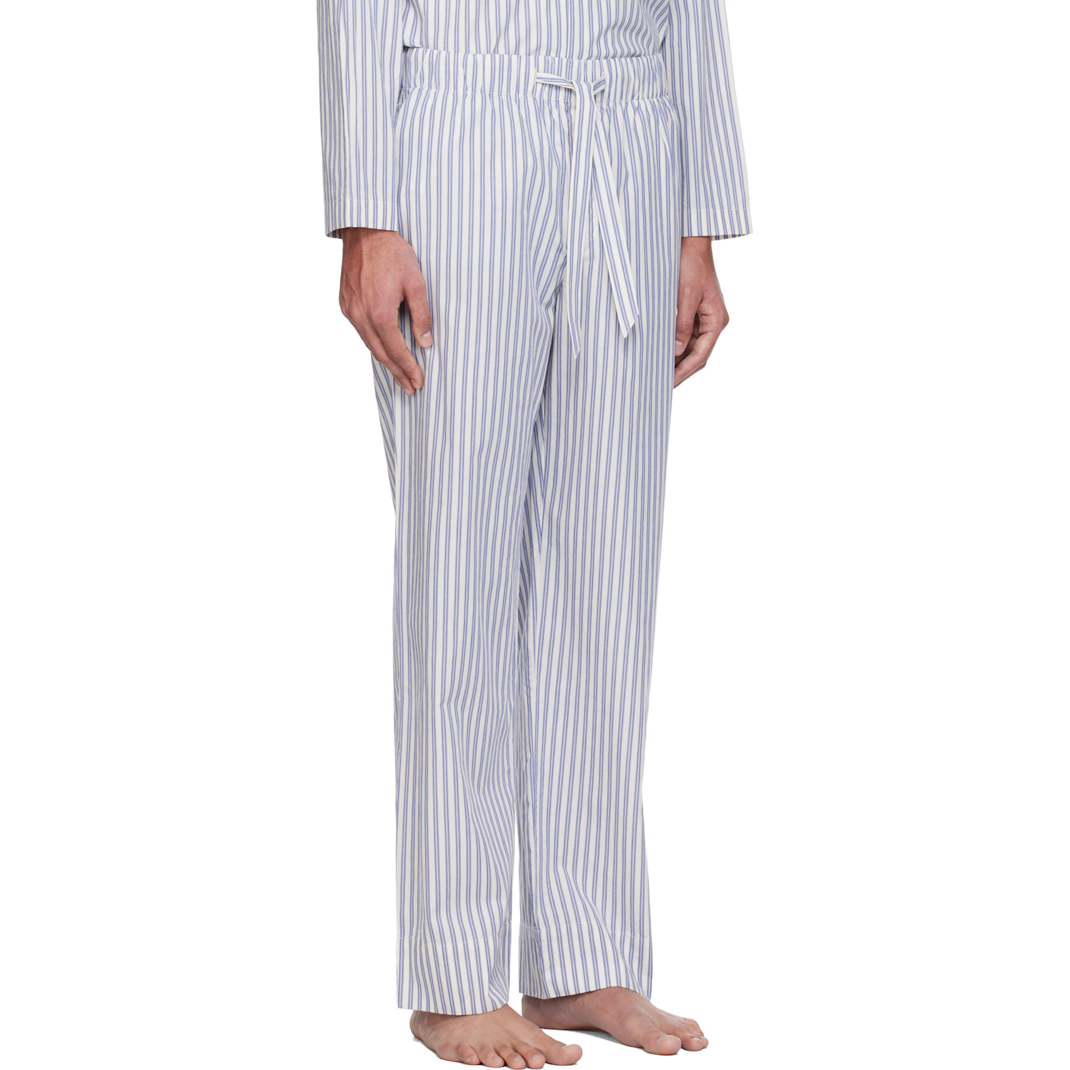  Tekla White & Blue Poplin Pyjama Pants 