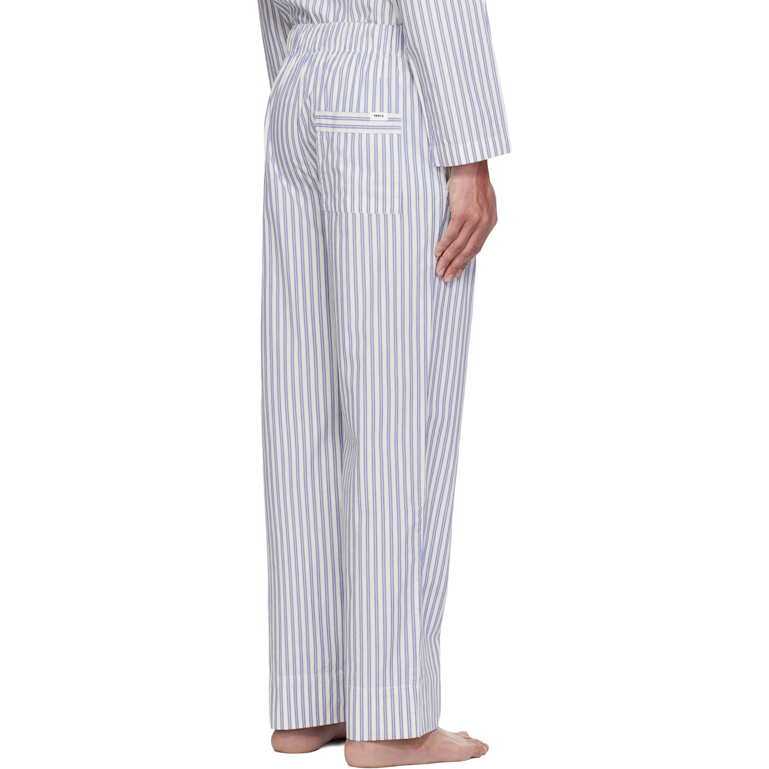  Tekla White & Blue Poplin Pyjama Pants 