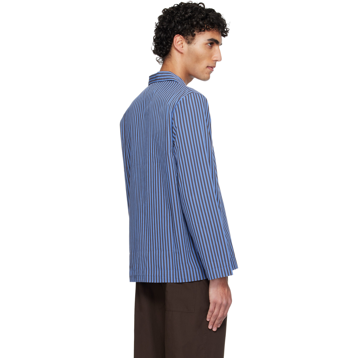  Tekla Blue Poplin Long-sleeved Pyjama Shirt 