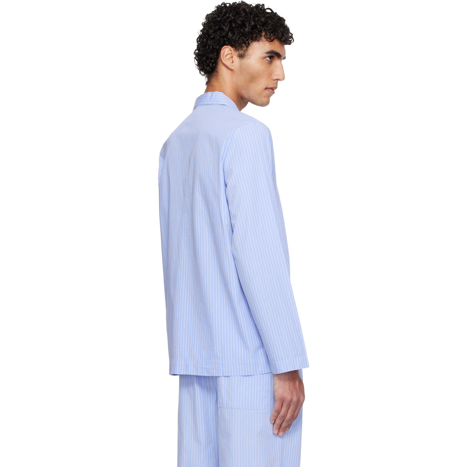  Tekla Blue Poplin Long-sleeved Pyjama Shirt 