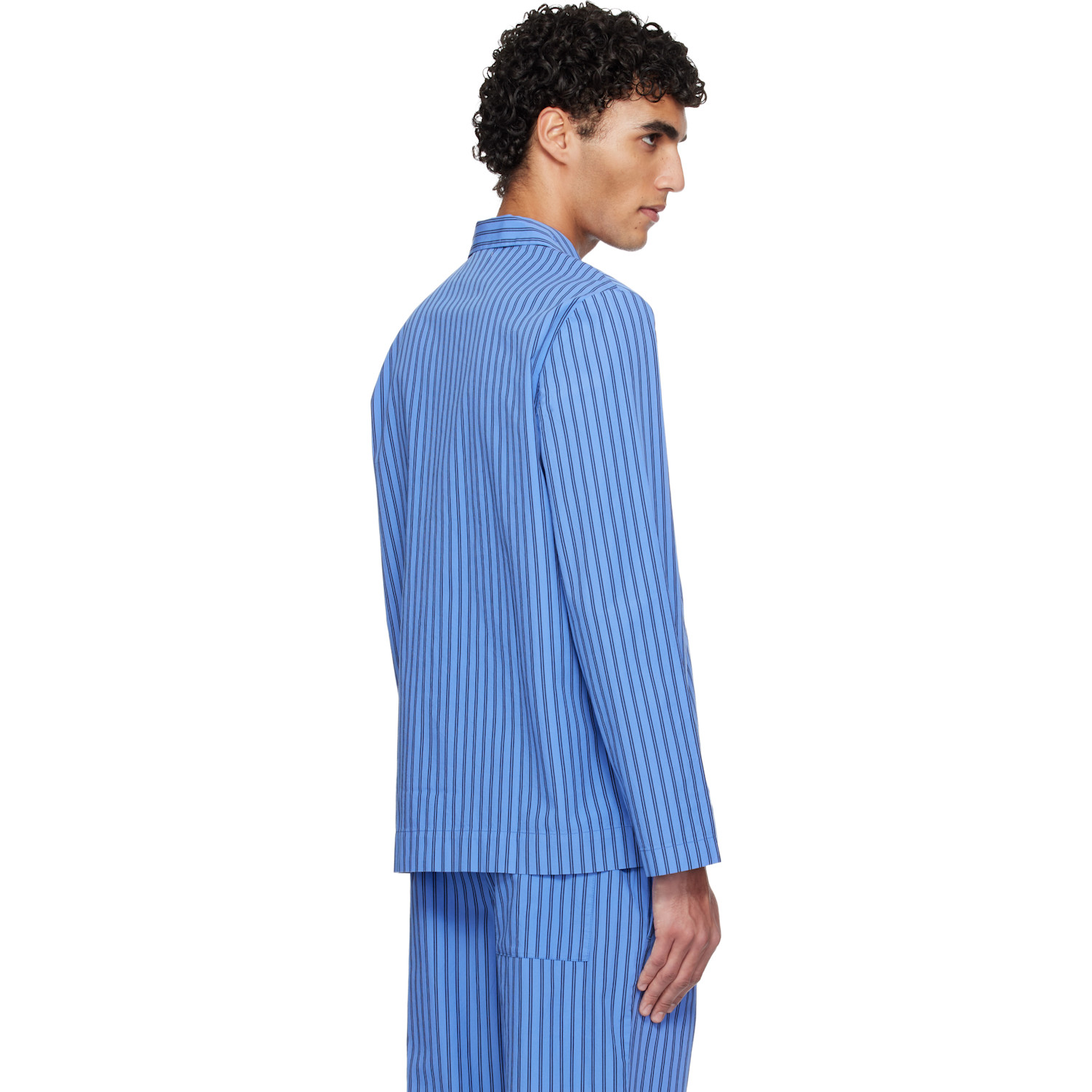 Tekla Blue Poplin Long-sleeved Pyjama Shirt 