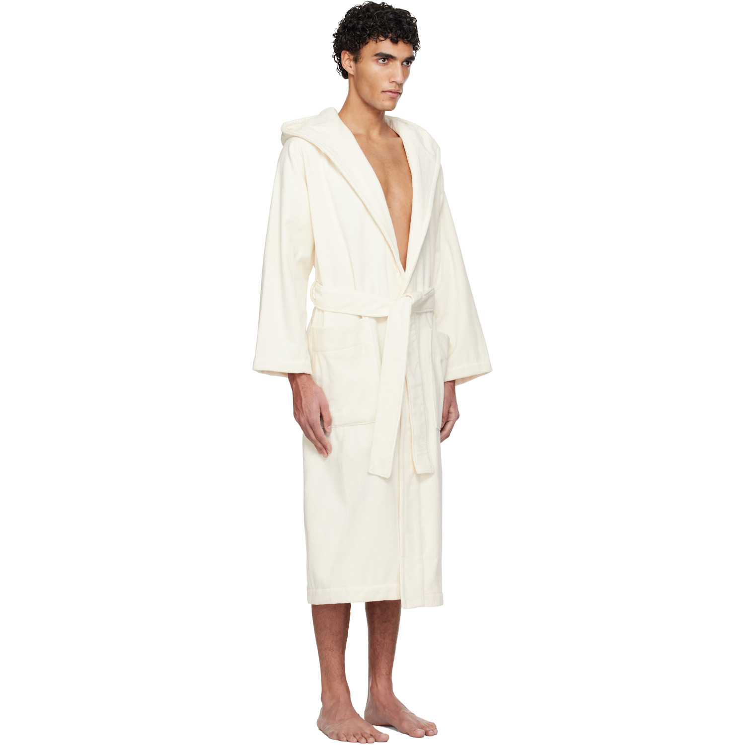  Tekla Off-white Terry Hooded Bathrobe 