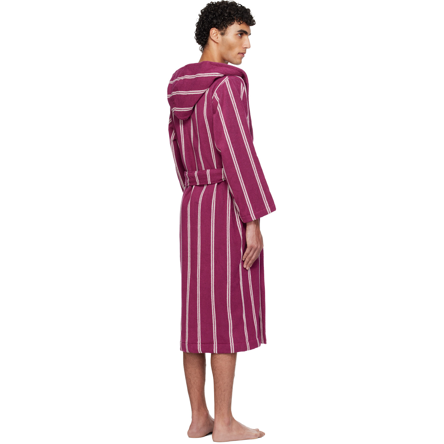  Tekla Pink Terry Hooded Bathrobe 