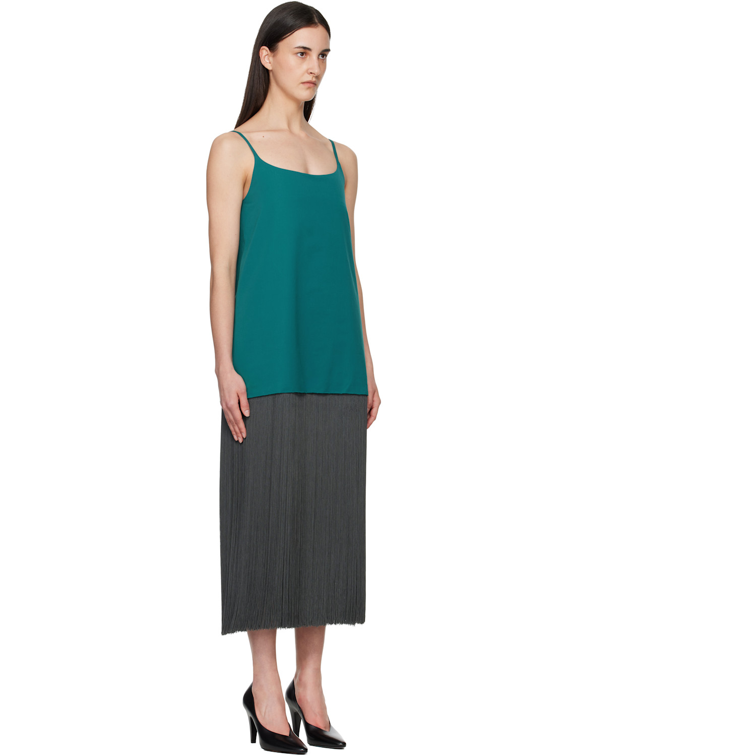  Alaïa Blue & Gray Fringed Slip Minidress 