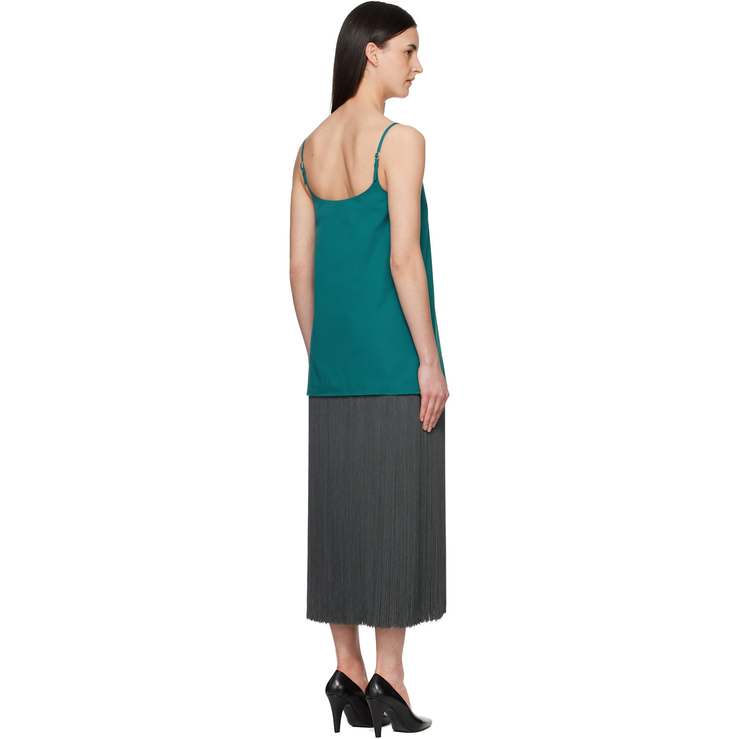  Alaïa Blue & Gray Fringed Slip Minidress 