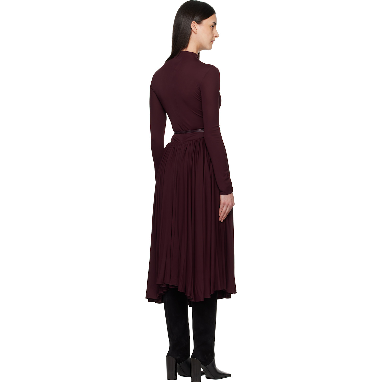  Alaïa Burgundy Fit & Flare Maxi Dress 