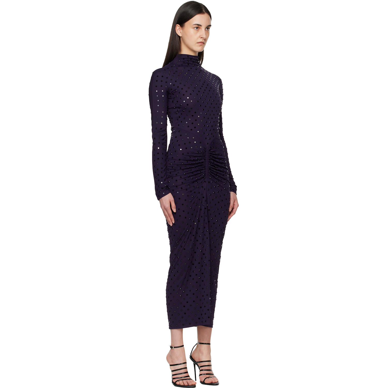  Alaïa Purple Draped Fluid Strass Jersey Maxi Dress 