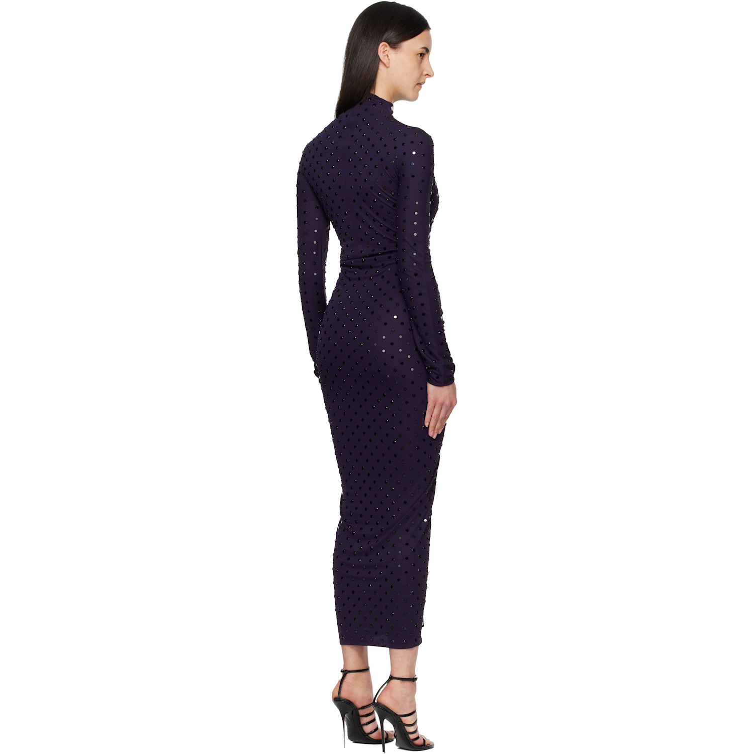  Alaïa Purple Draped Fluid Strass Jersey Maxi Dress 