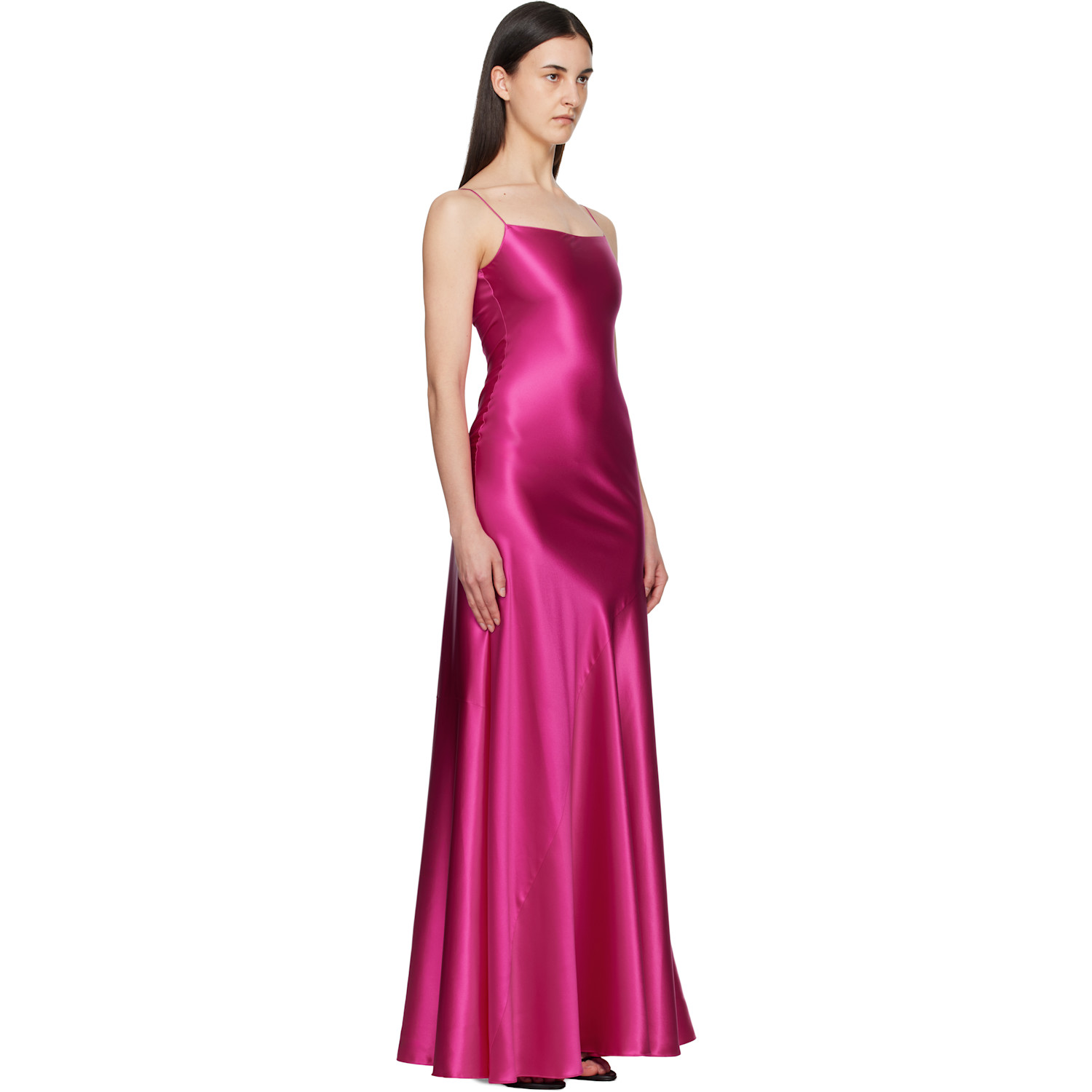  Alaïa Pink Slip Silk Maxi Dress 