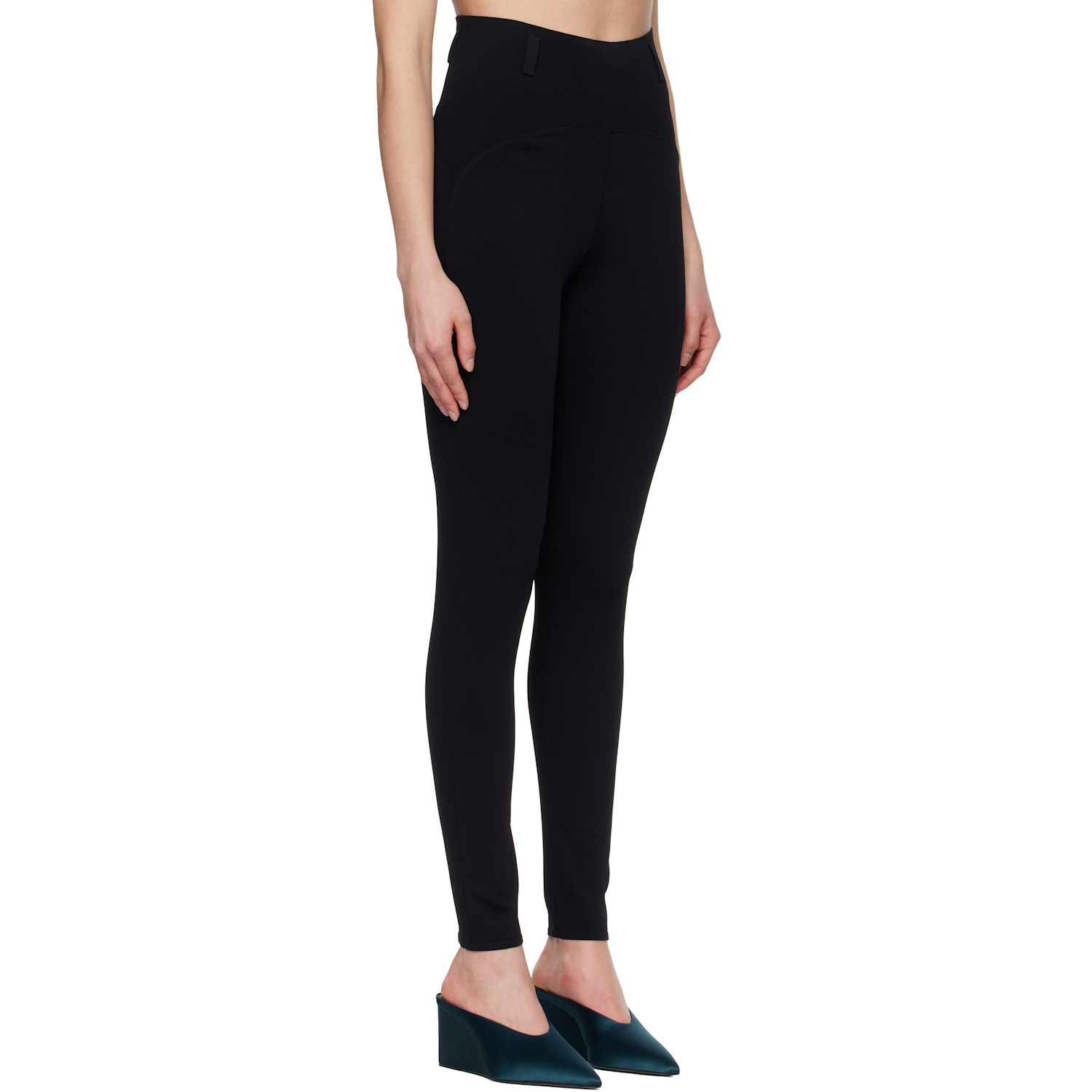  Alaïa Black Rib Belt Loop Leggings 