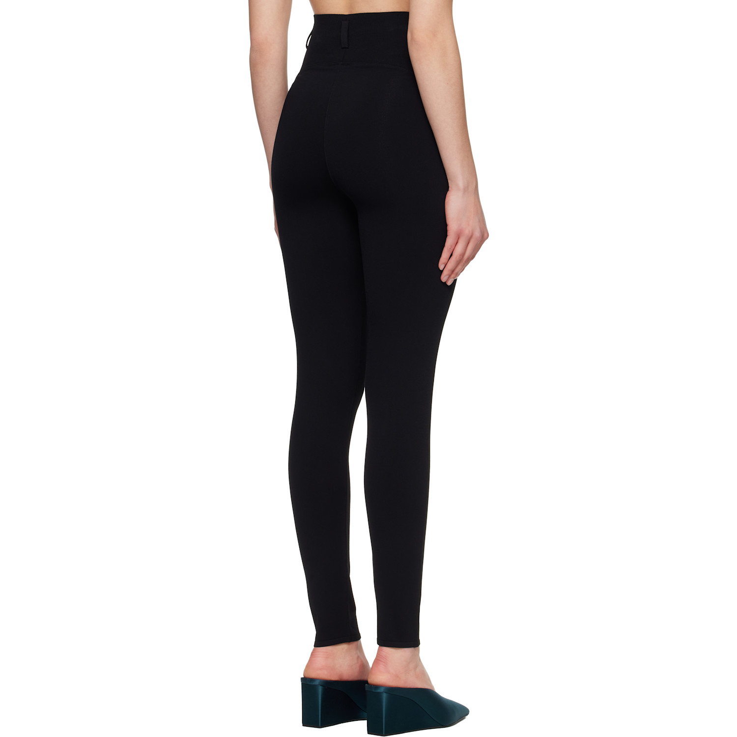  Alaïa Black Rib Belt Loop Leggings 