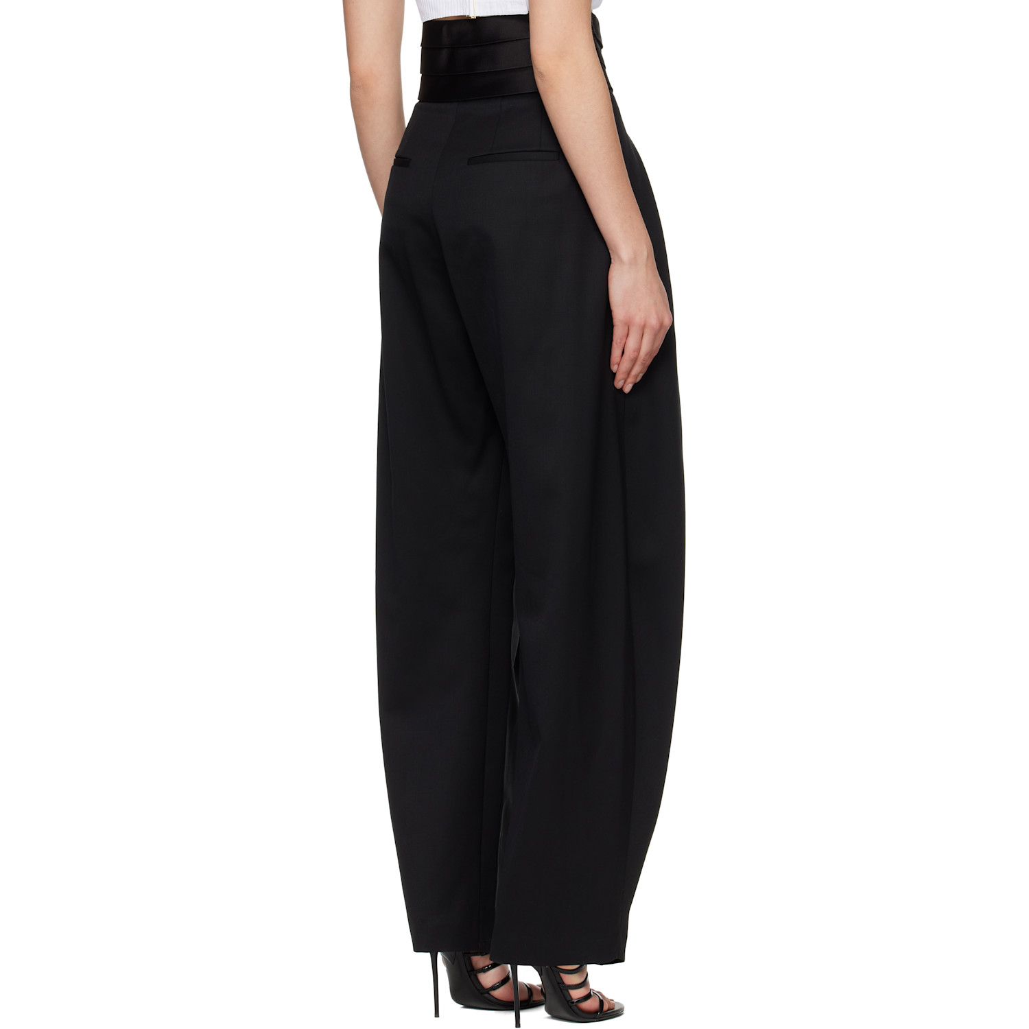  Alaïa Black Tux Round Wool Trousers 
