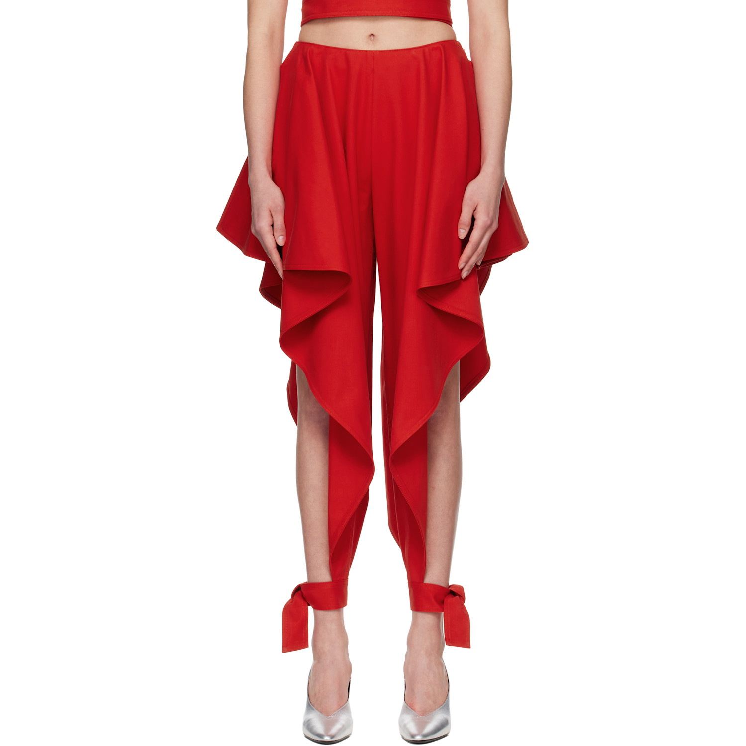 ALAÏA Orange Panelled Cotton Trousers