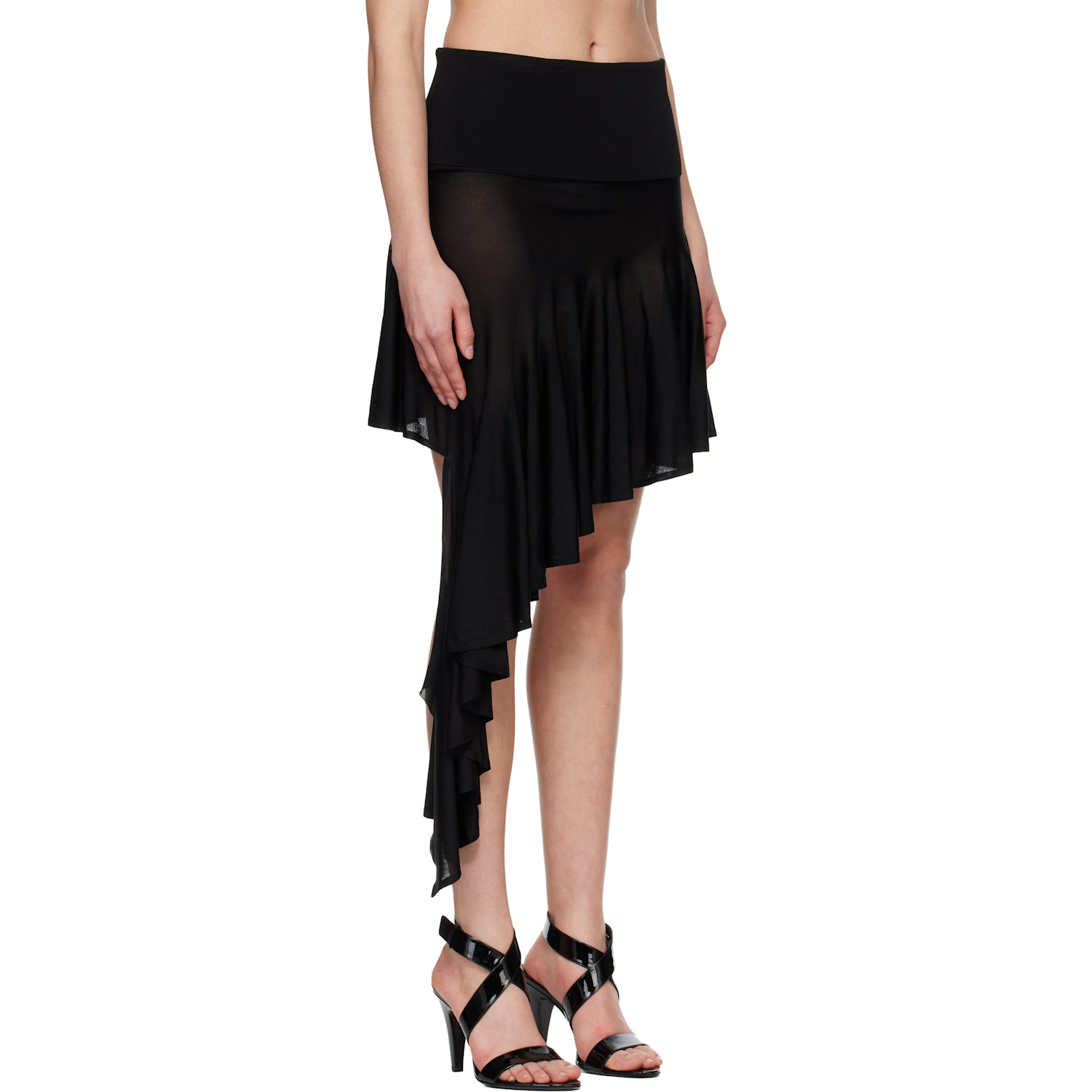  Alaïa Black Pointed Knit Midi Skirt 