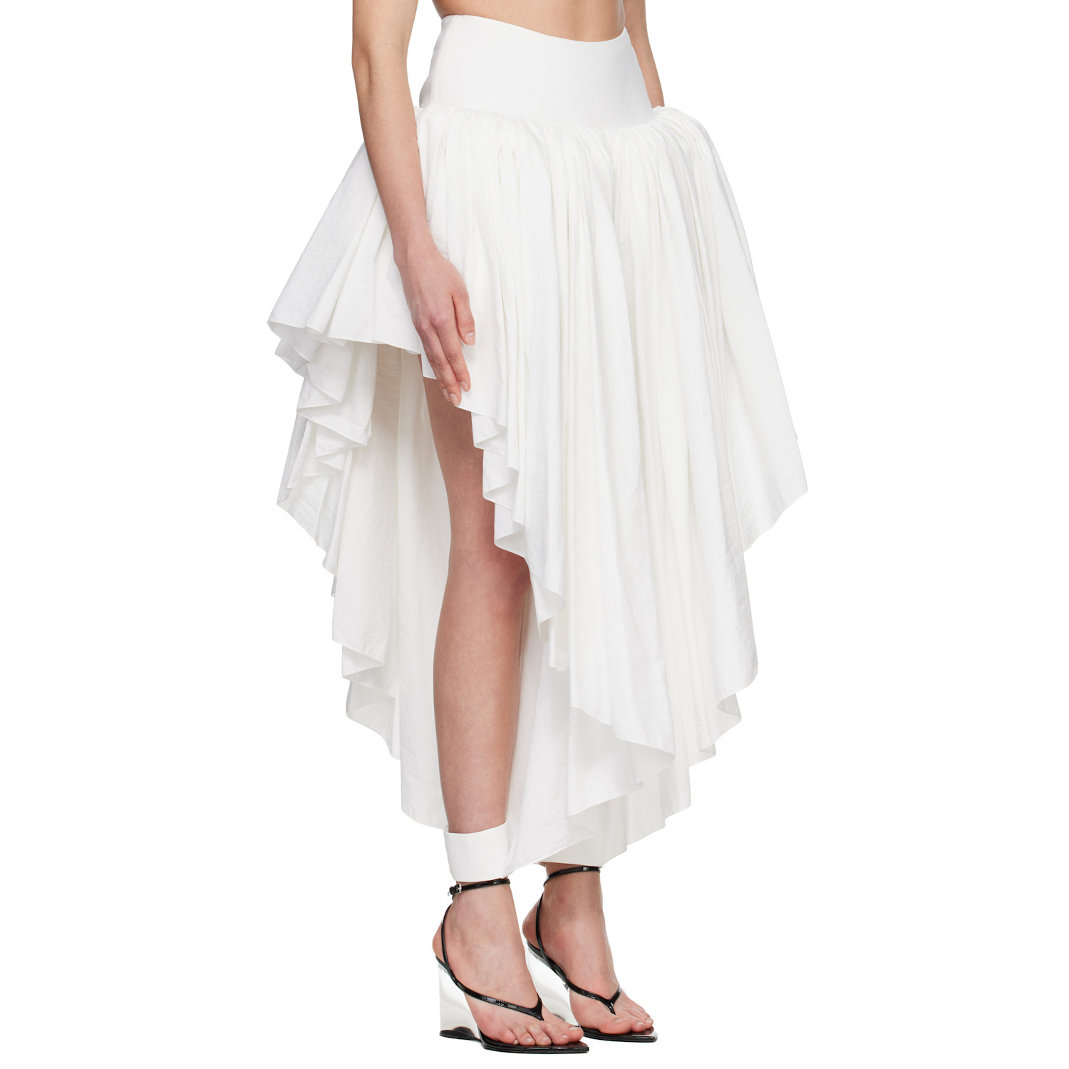  Alaïa White Nylon Maxi Petticoat Midi Skirt 