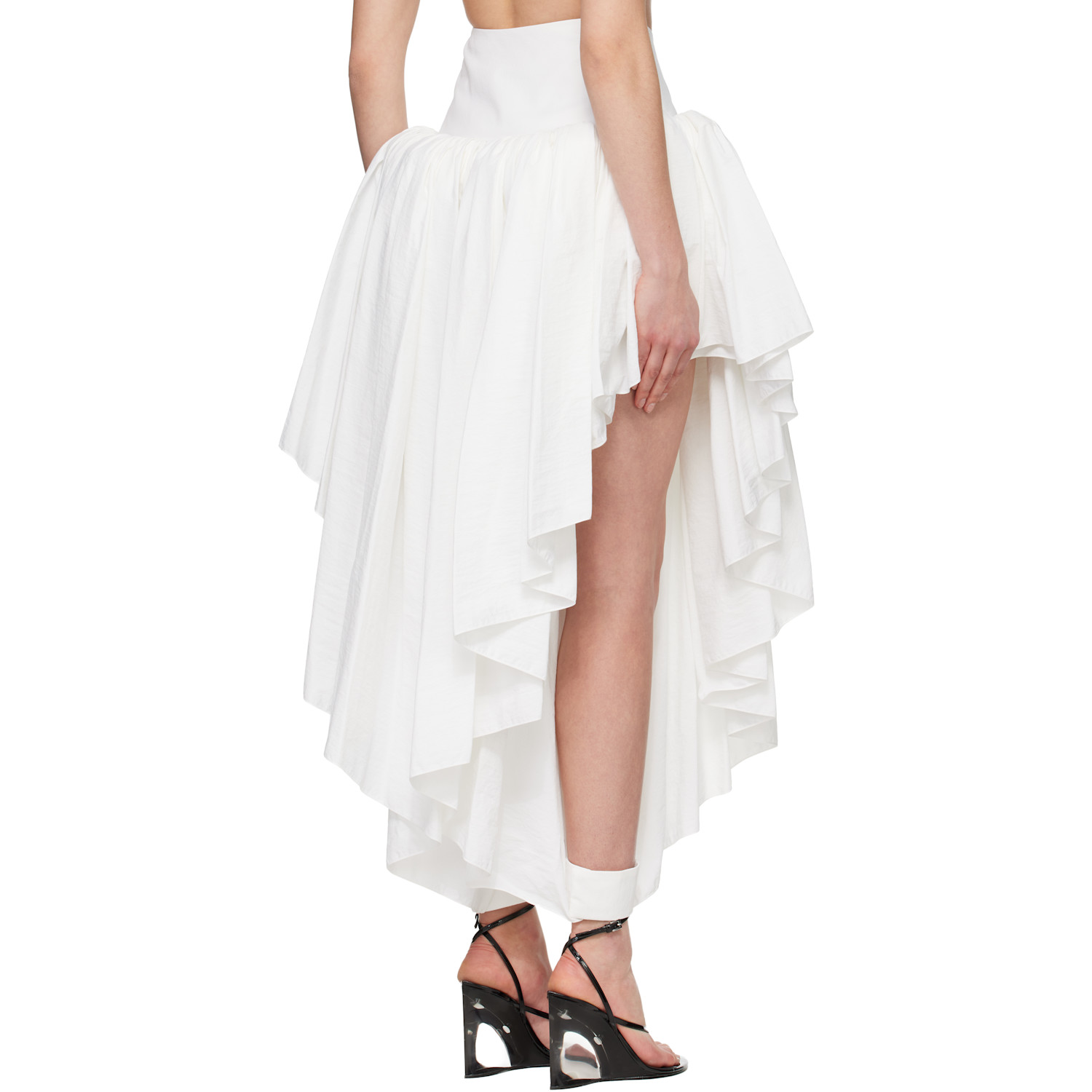  Alaïa White Nylon Maxi Petticoat Midi Skirt 