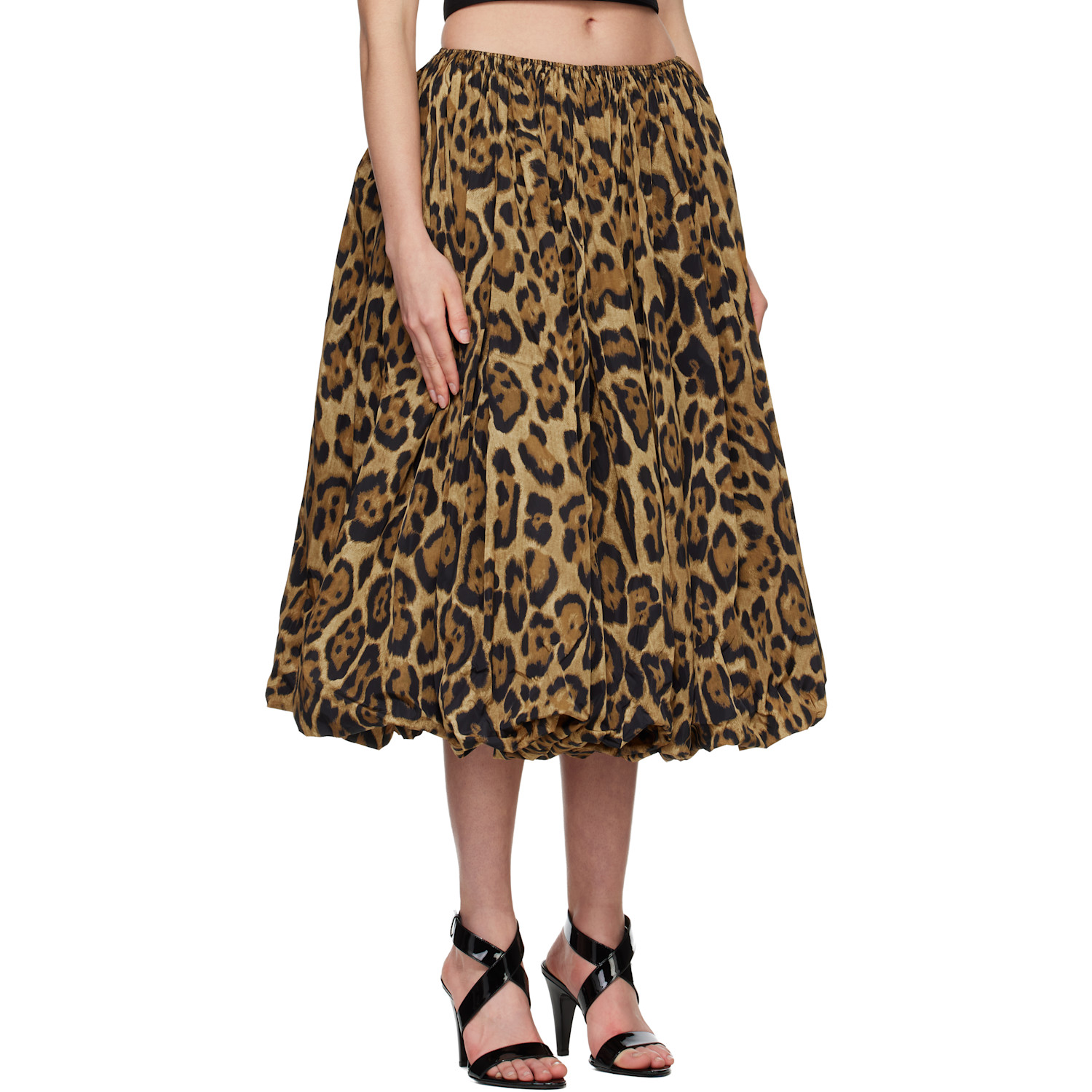 Alaïa Brown Taffeta A-line Midi Skirt 